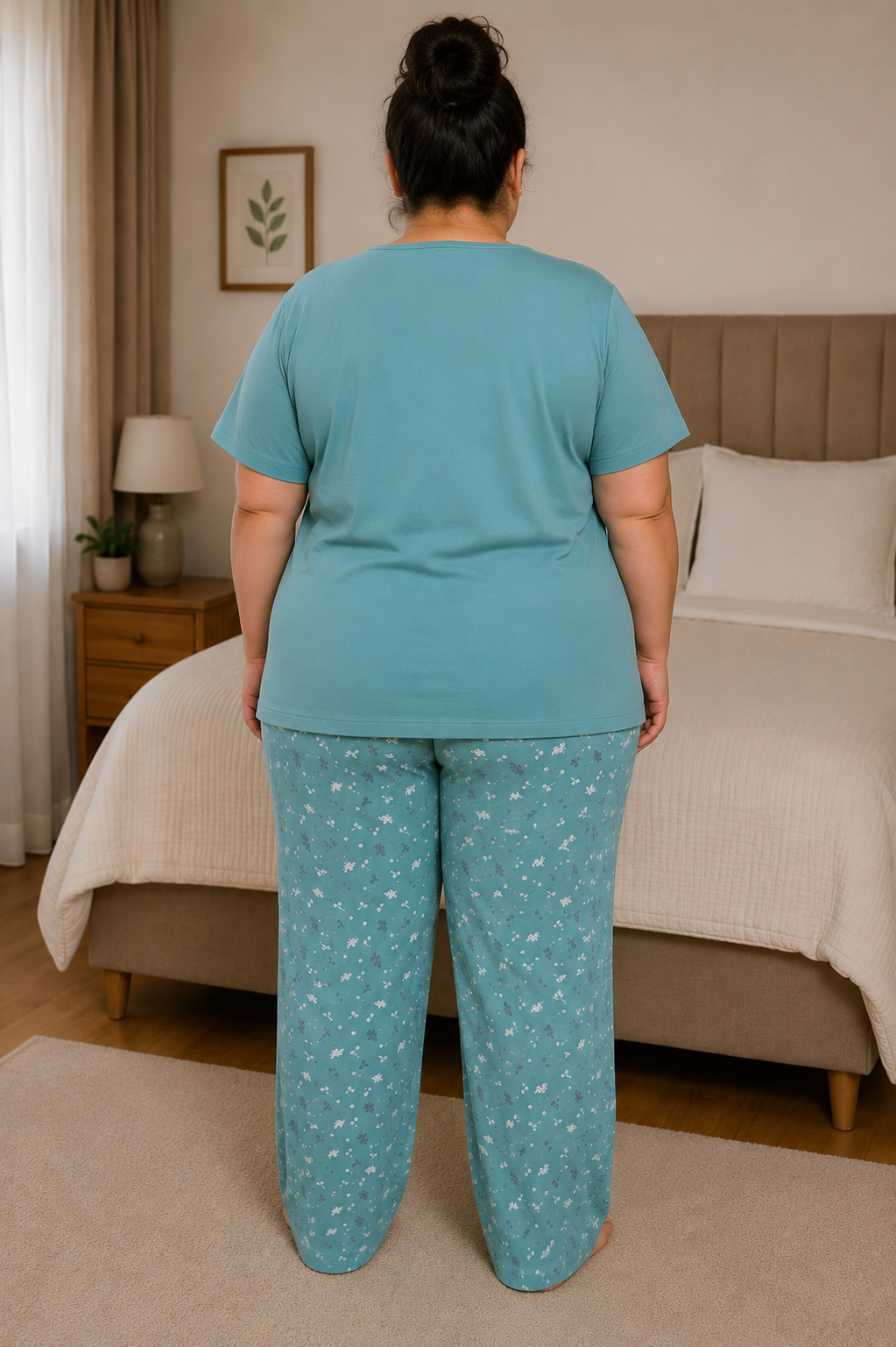 Kadın Orta Yaş ve Üzeri Regular Yüksek Kalite Büyük Beden Modal Kumaş Anne Pijama Takımı 15094
