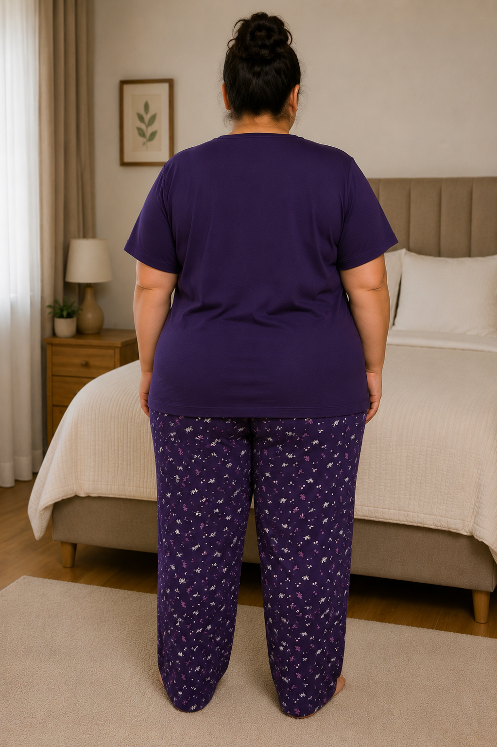 Kadın Orta Yaş ve Üzeri Regular Yüksek Kalite Büyük Beden Modal Kumaş Anne Pijama Takımı 15094