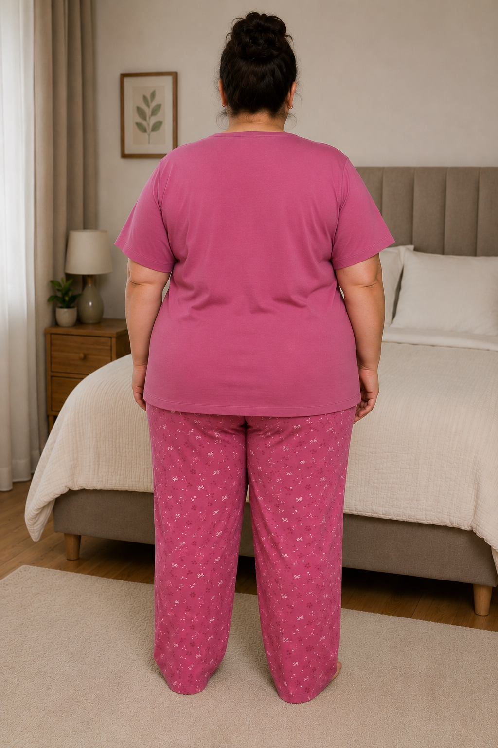 Kadın Orta Yaş ve Üzeri Regular Yüksek Kalite Büyük Beden Modal Kumaş Anne Pijama Takımı 15094