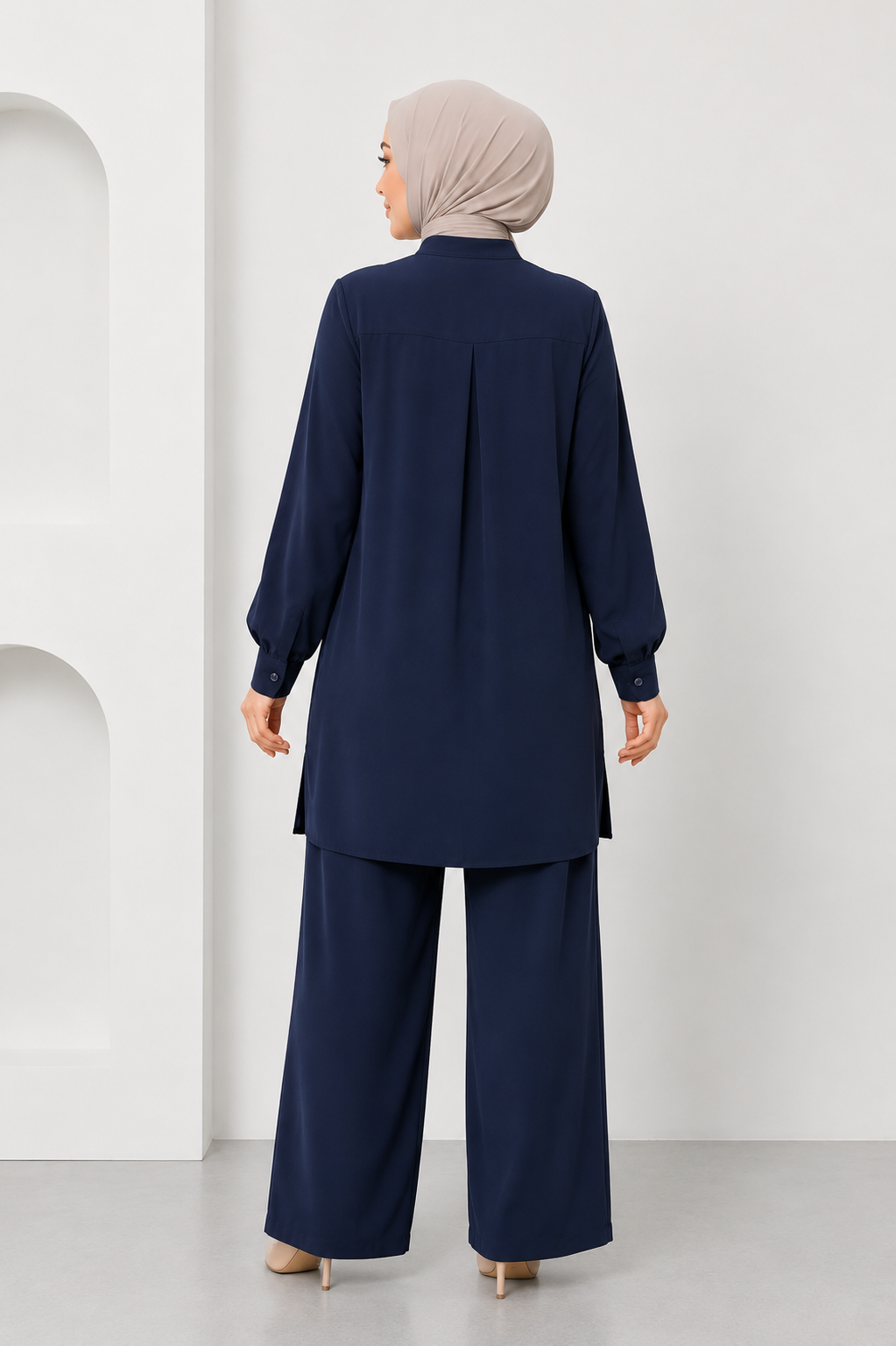 Kadın Tunik Gömlek Pantolon Soft Kumaş Tesettür Takım 1406 