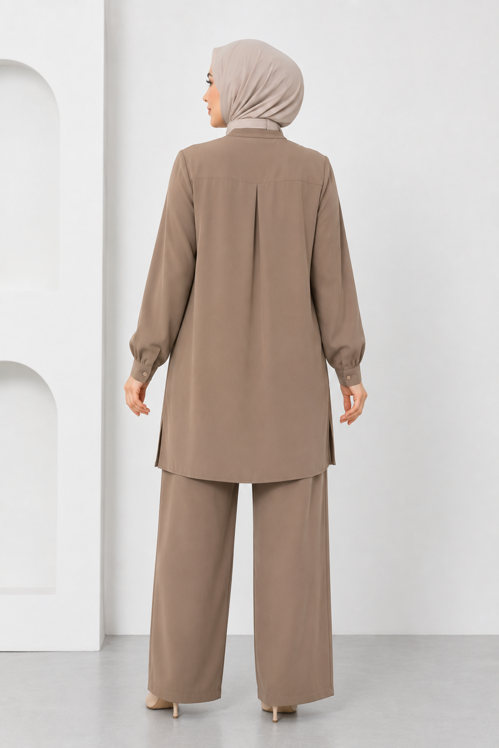 Kadın Tunik Gömlek Pantolon Soft Kumaş Tesettür Takım 1406 