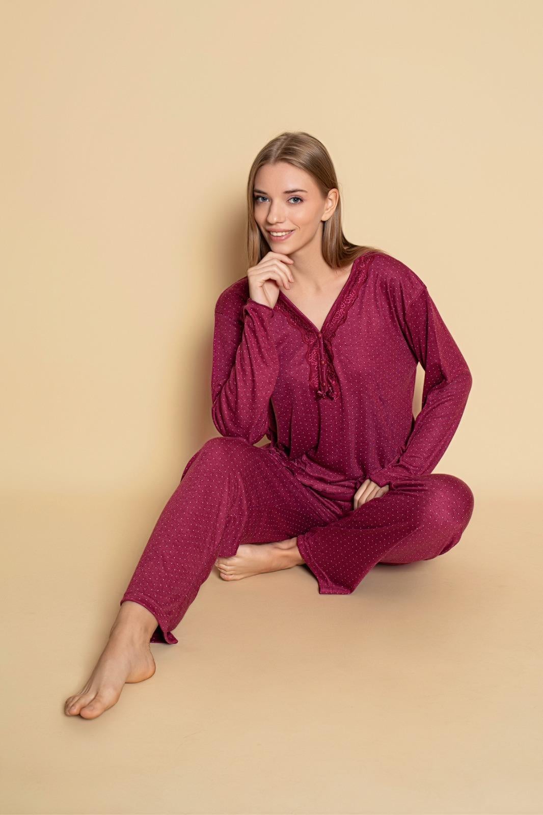 Yüksek Kalite Bambu İnterlok Kadın Pijama Takımı P5046