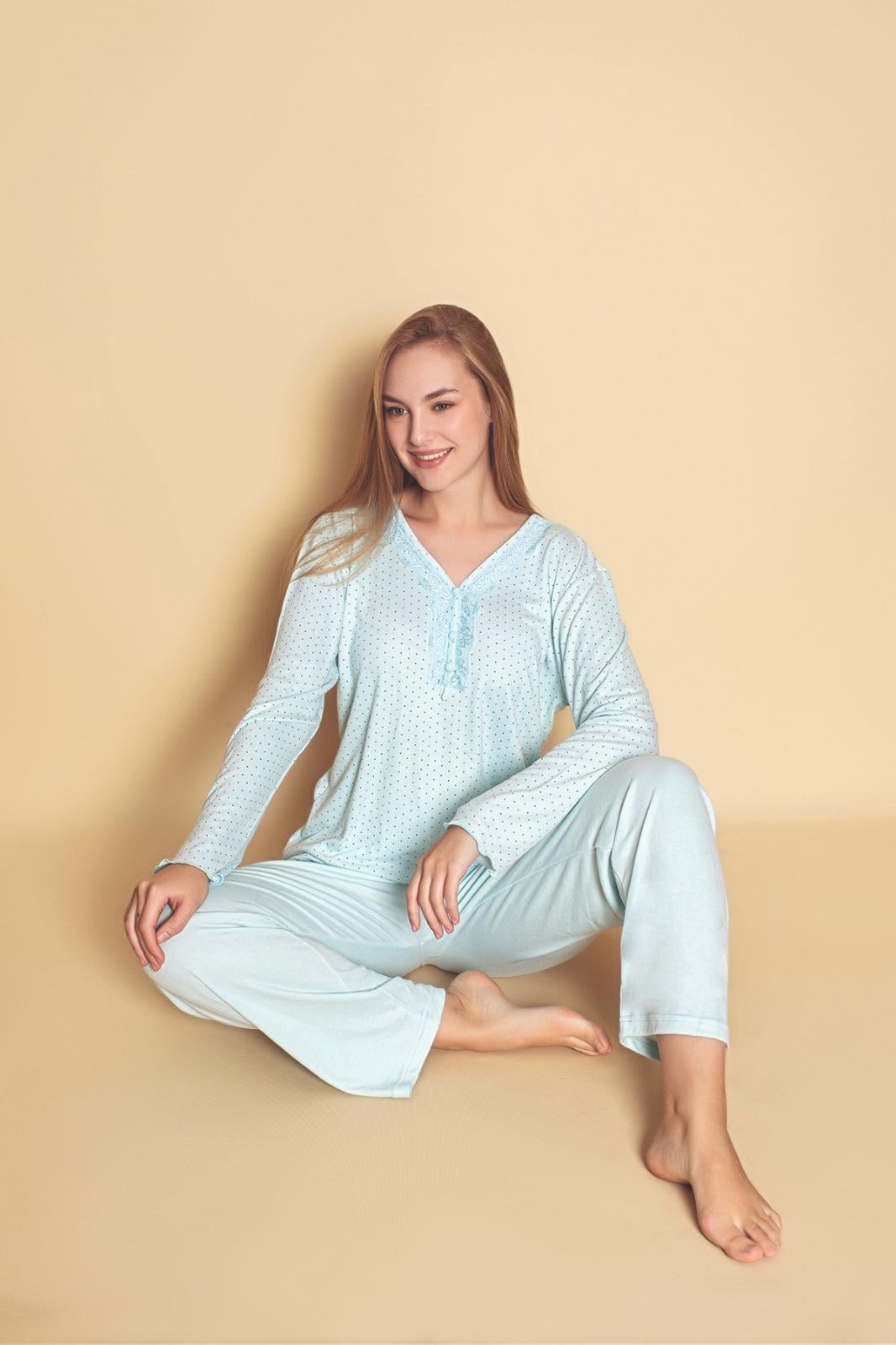 Yüksek Kalite Bambu İnterlok Kadın Pijama Takımı P5046