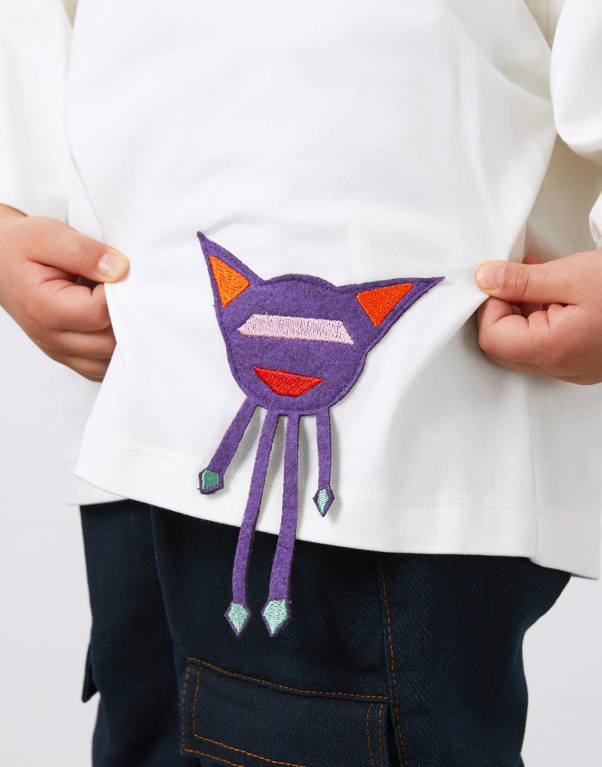 Aplike Detaylı Kız Çocuk Beyaz Tişört - junior, designer dresses, bachelorette, party dresses and graduation dresses.