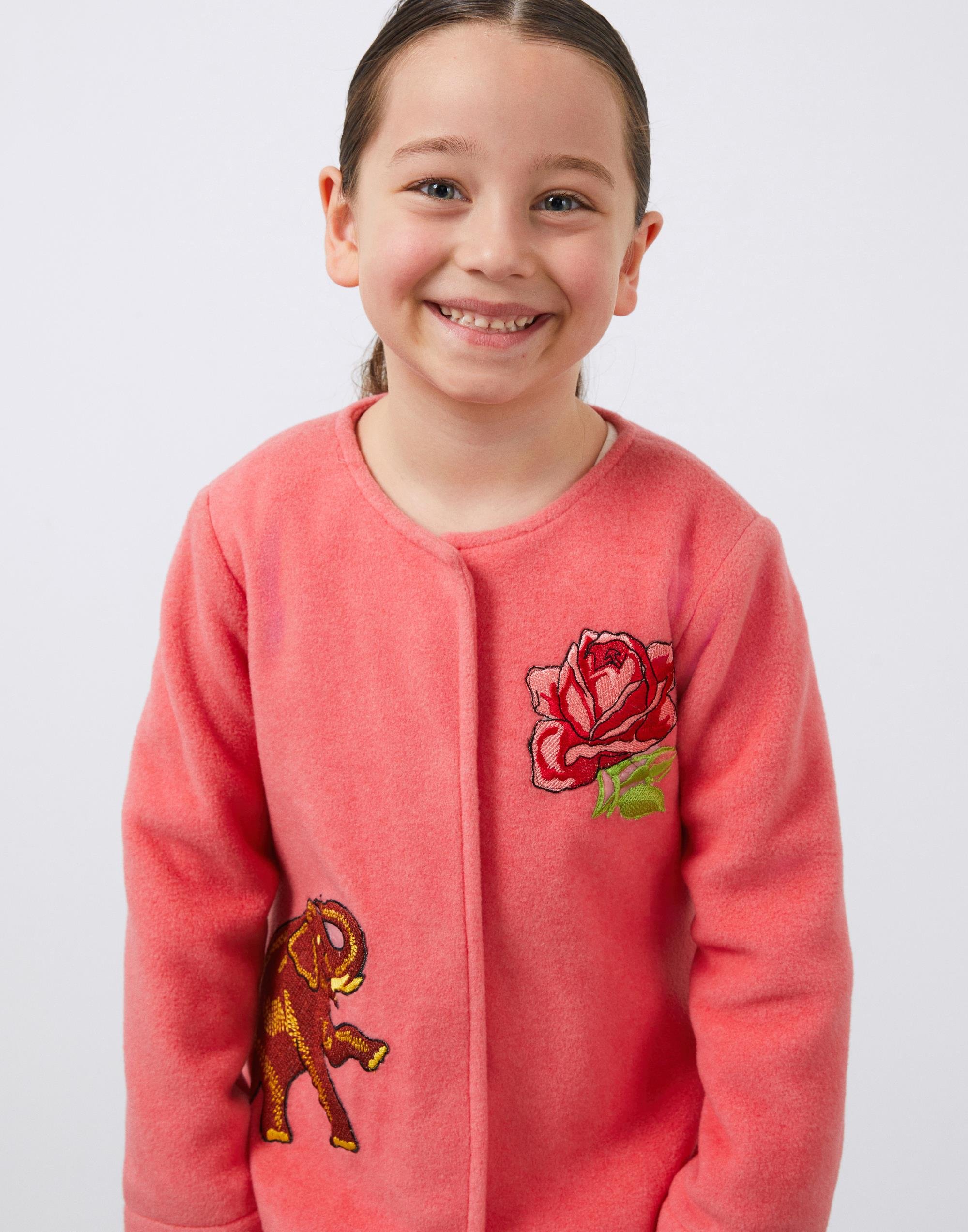 Aplike Detaylı Kız Çocuk Polar Ceket - junior, designer dresses, bachelorette, party dresses and graduation dresses.