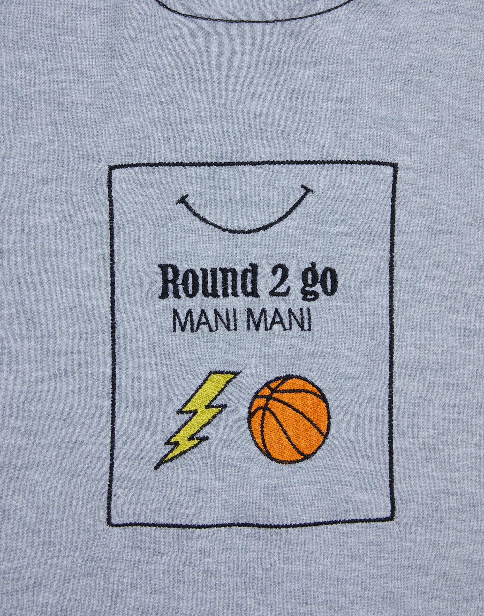 Gray T-Shirt With Embroidered Appliqué And Printed Design - junior, designer dresses, bachelorette, party dresses and graduation dresses.