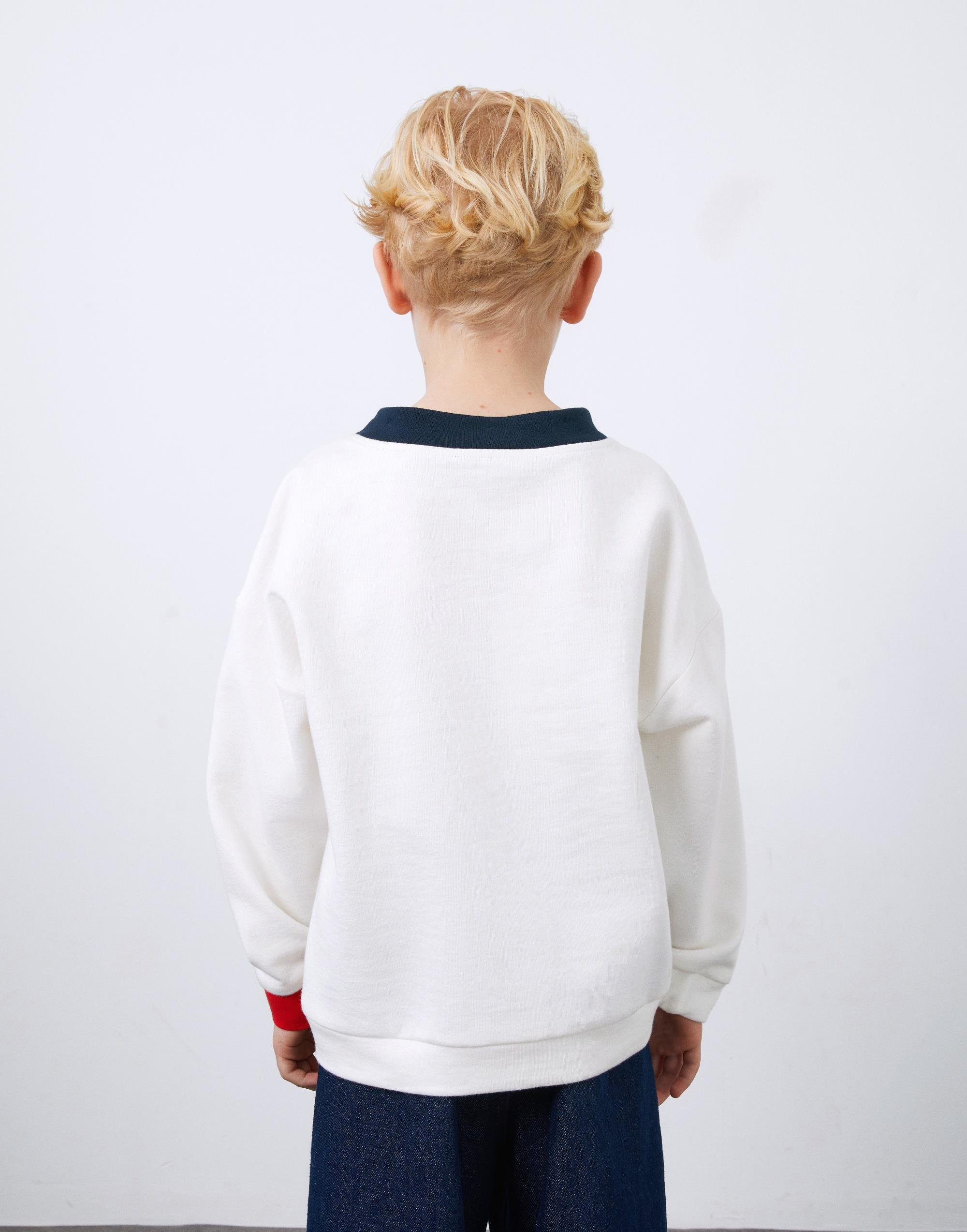 Ecru Boy's Sweatshirt with Applique and Garni Detail - junior, designer dresses, bachelorette, party dresses and graduation dresses.