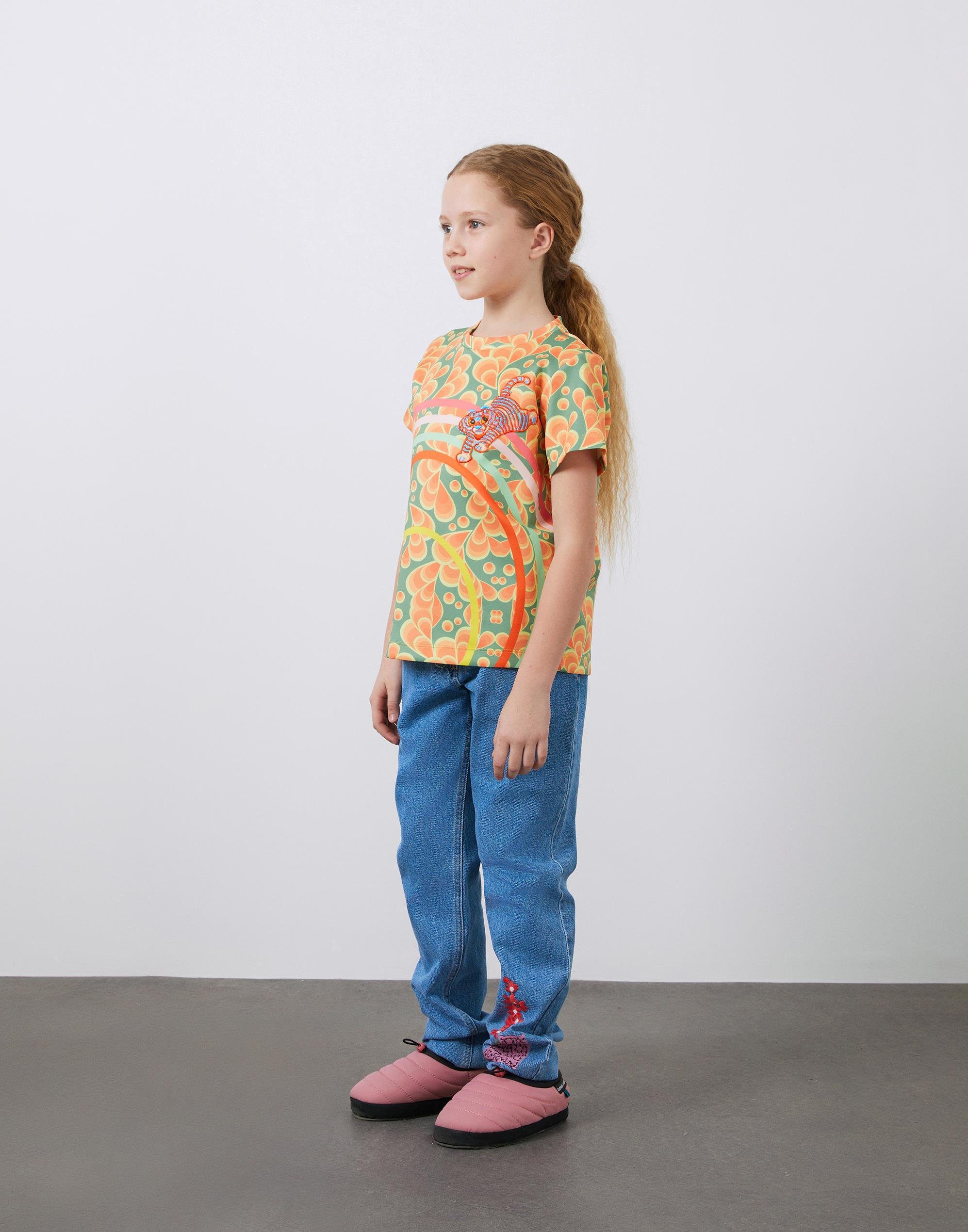 Aplike Ve Retro Desenli Kız Çocuk Tshırt - junior, designer dresses, bachelorette, party dresses and graduation dresses.