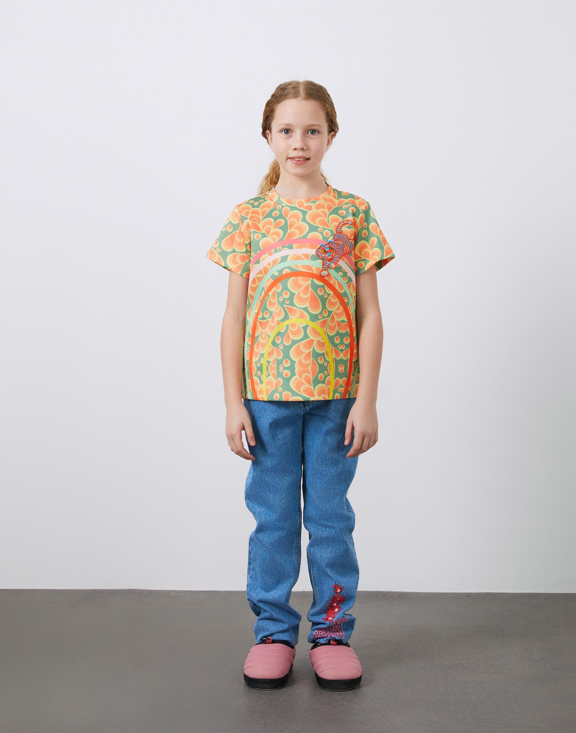 Aplike Ve Retro Desenli Kız Çocuk Tshırt - junior, designer dresses, bachelorette, party dresses and graduation dresses.