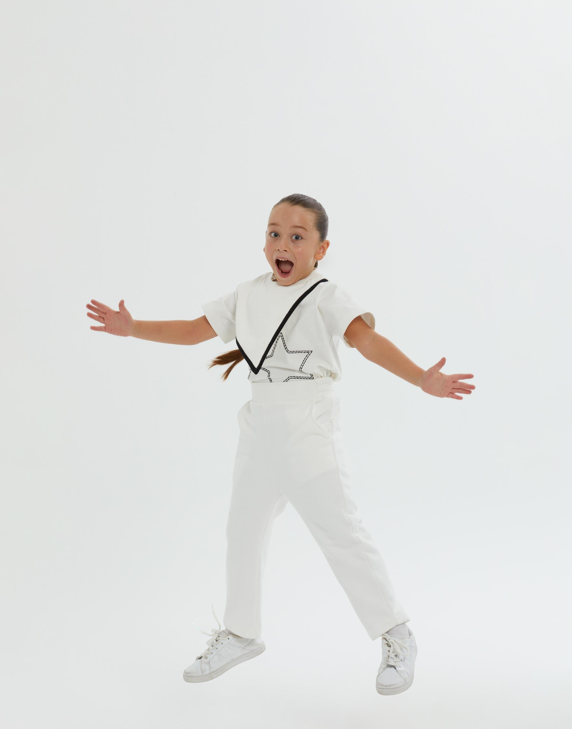 Arka Bel Lastikli Klasik Kesim Ekru Kız Çocuk Pantolon - junior, designer dresses, bachelorette, party dresses and graduation dresses.