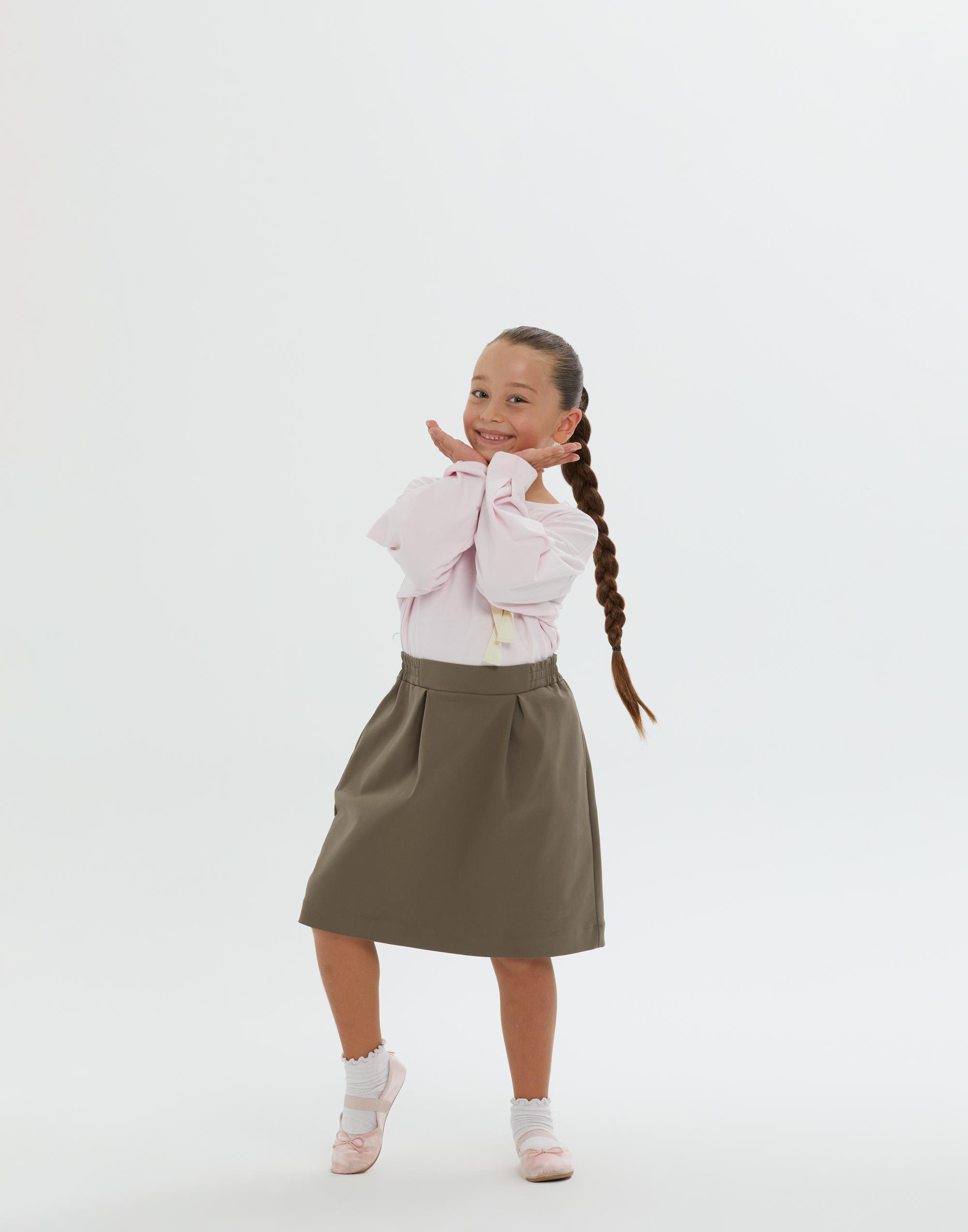 Arka Beli Lastikli Önde Pili Detaylı Cepli Astarsız Yeşil Kız Çocuk Etek - junior, designer dresses, bachelorette, party dresses and graduation dresses.