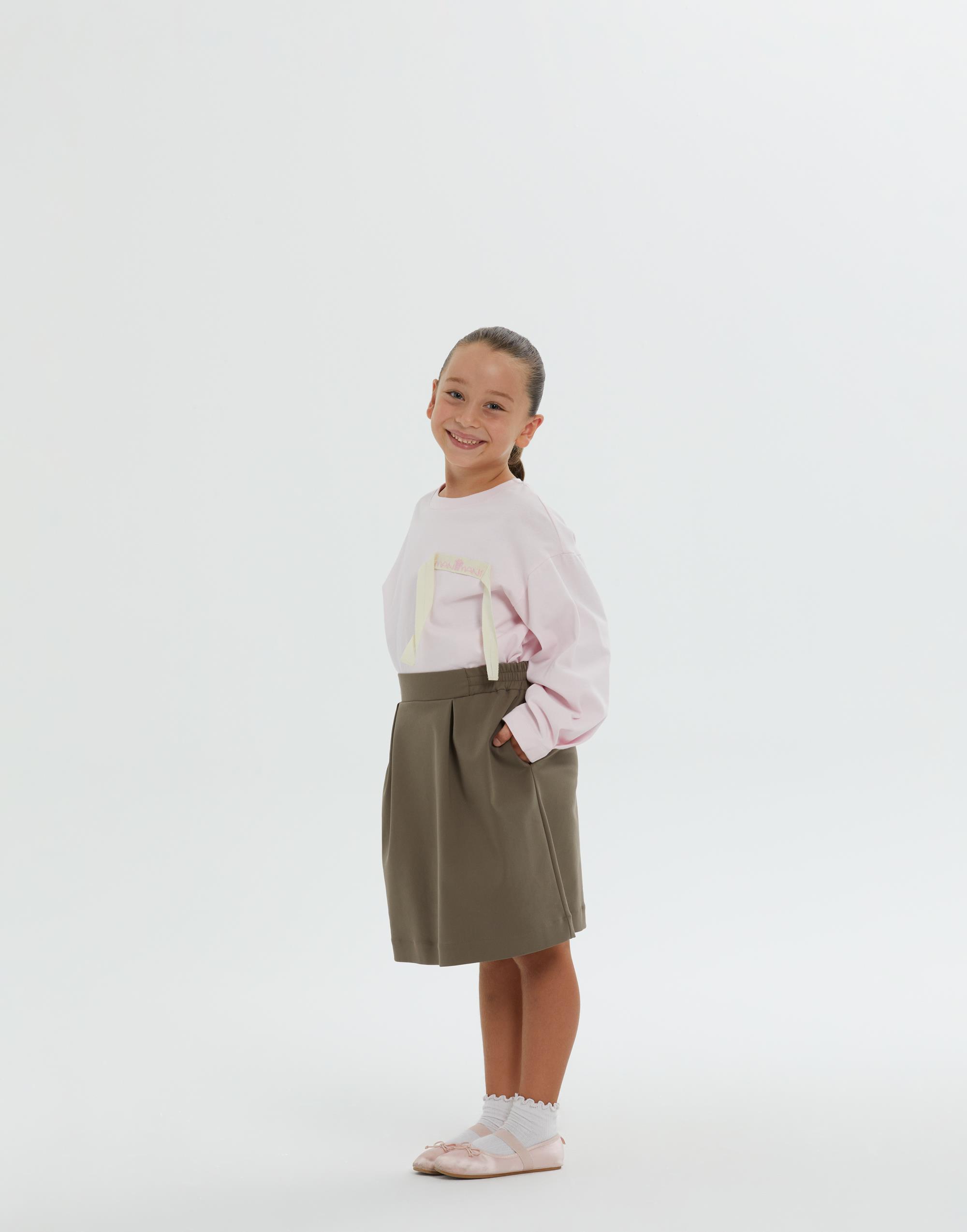 Arka Beli Lastikli Önde Pili Detaylı Cepli Astarsız Yeşil Kız Çocuk Etek - junior, designer dresses, bachelorette, party dresses and graduation dresses.