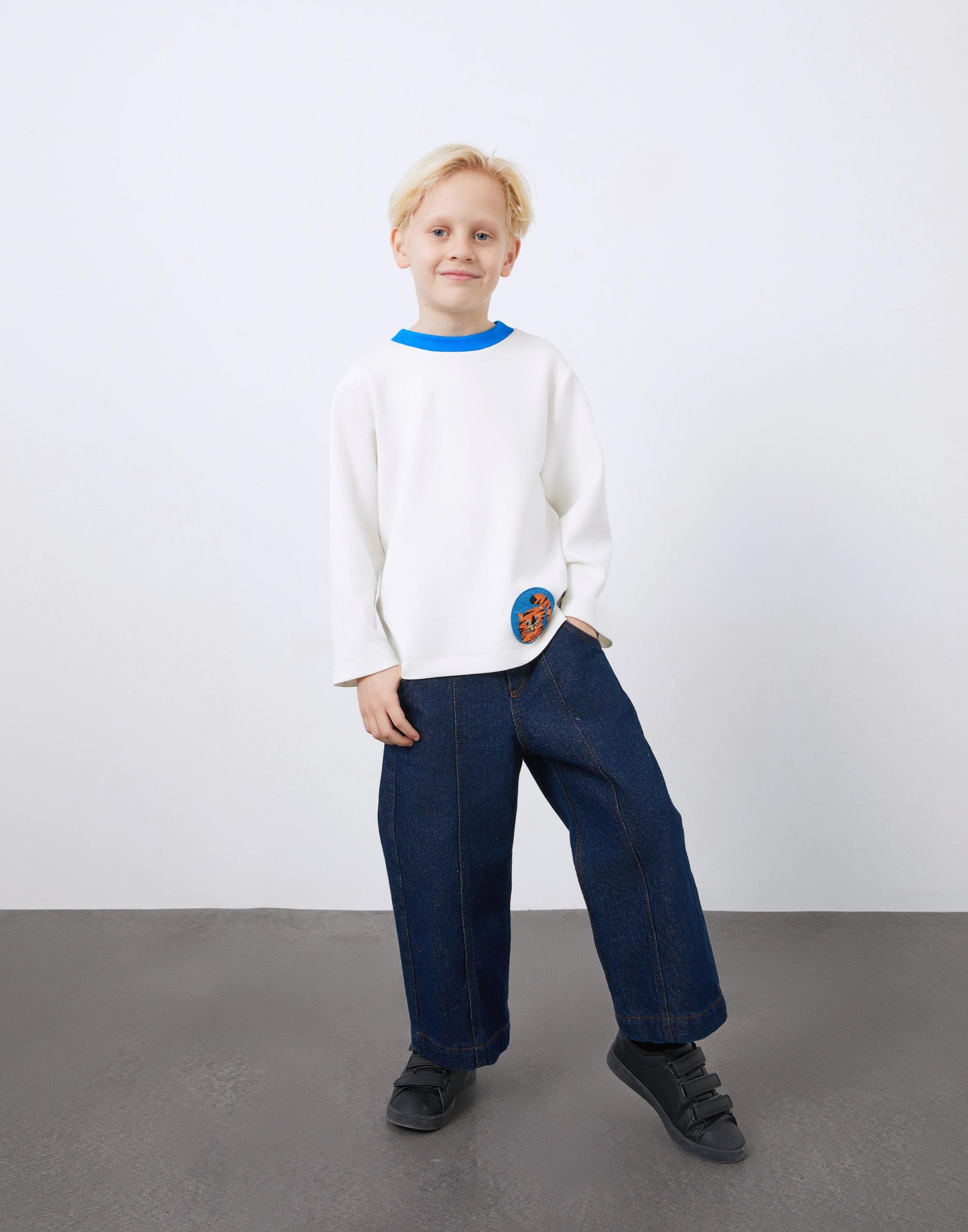 Ecru Boy's Sweatshirt with Crest Detail - junior, designer dresses, bachelorette, party dresses and graduation dresses.