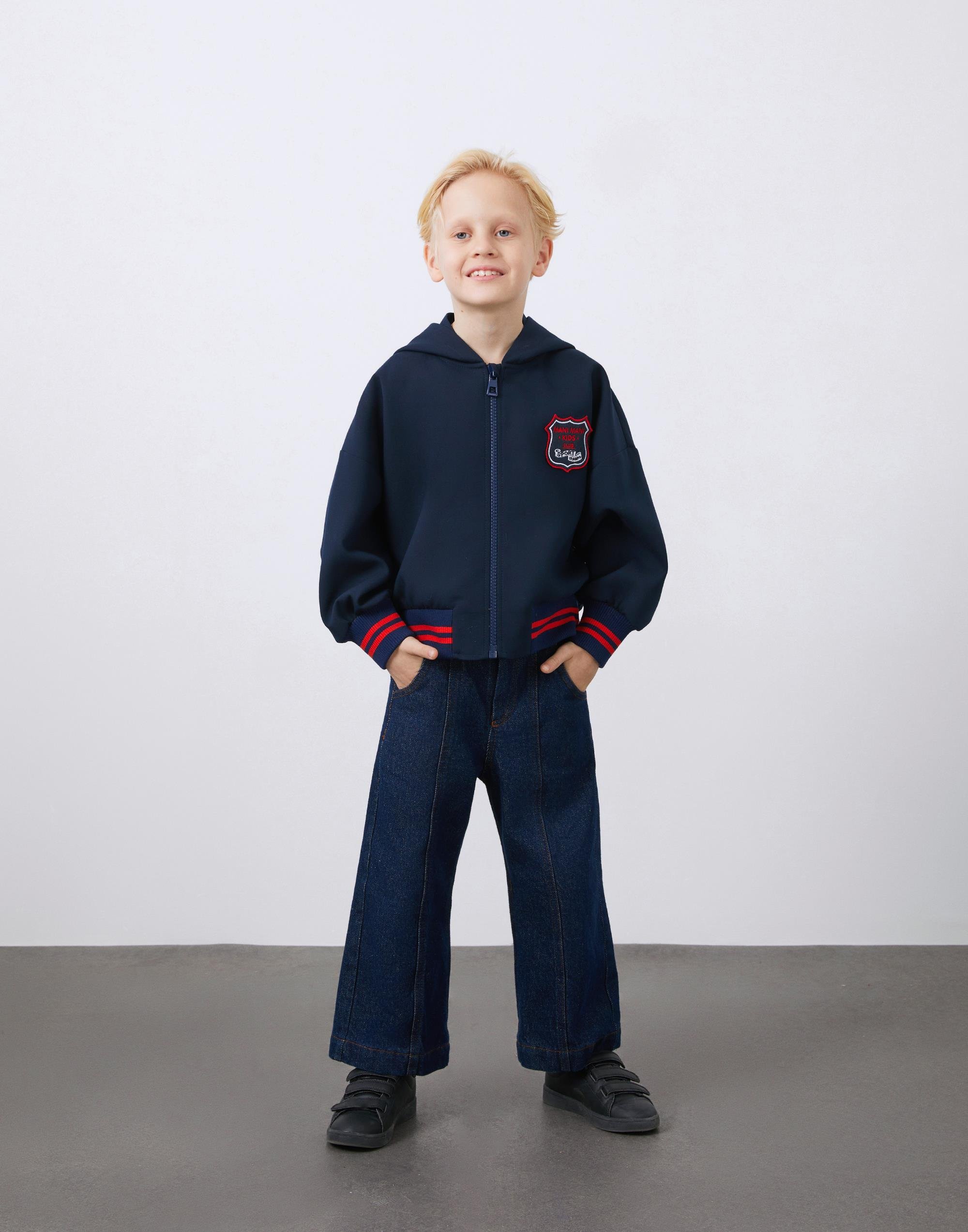 Boy's Hooded Sweatshirt with Crest Detail - junior, designer dresses, bachelorette, party dresses and graduation dresses.