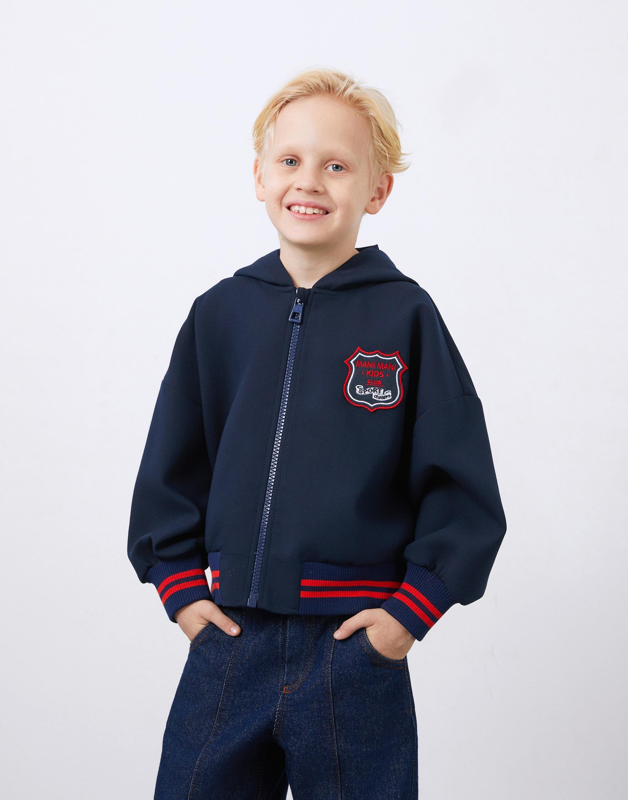 Boy's Hooded Sweatshirt with Crest Detail - junior, designer dresses, bachelorette, party dresses and graduation dresses.