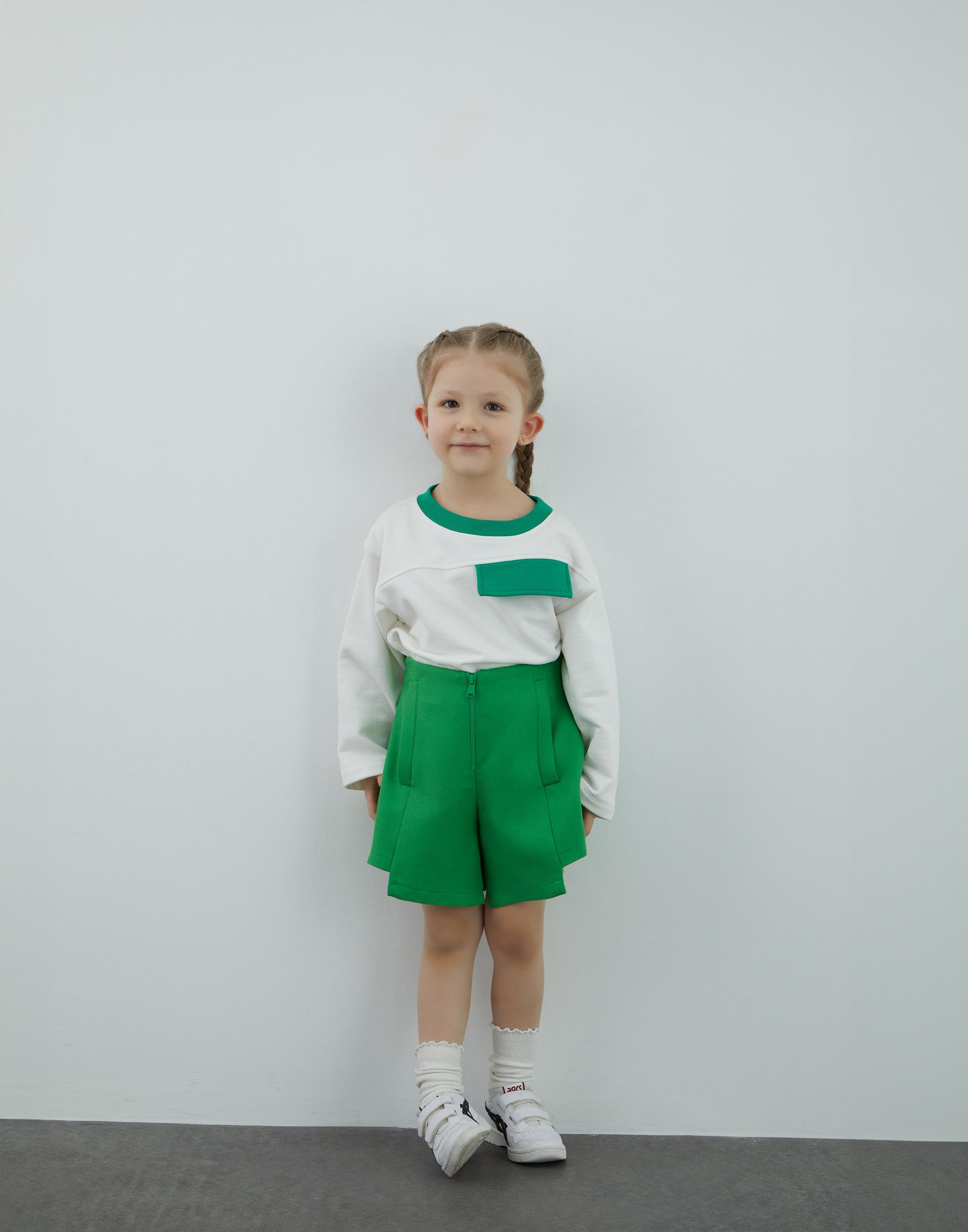 Asimetrik Detaylı Kız Çocuk Yeşil Şort - junior, designer dresses, bachelorette, party dresses and graduation dresses.