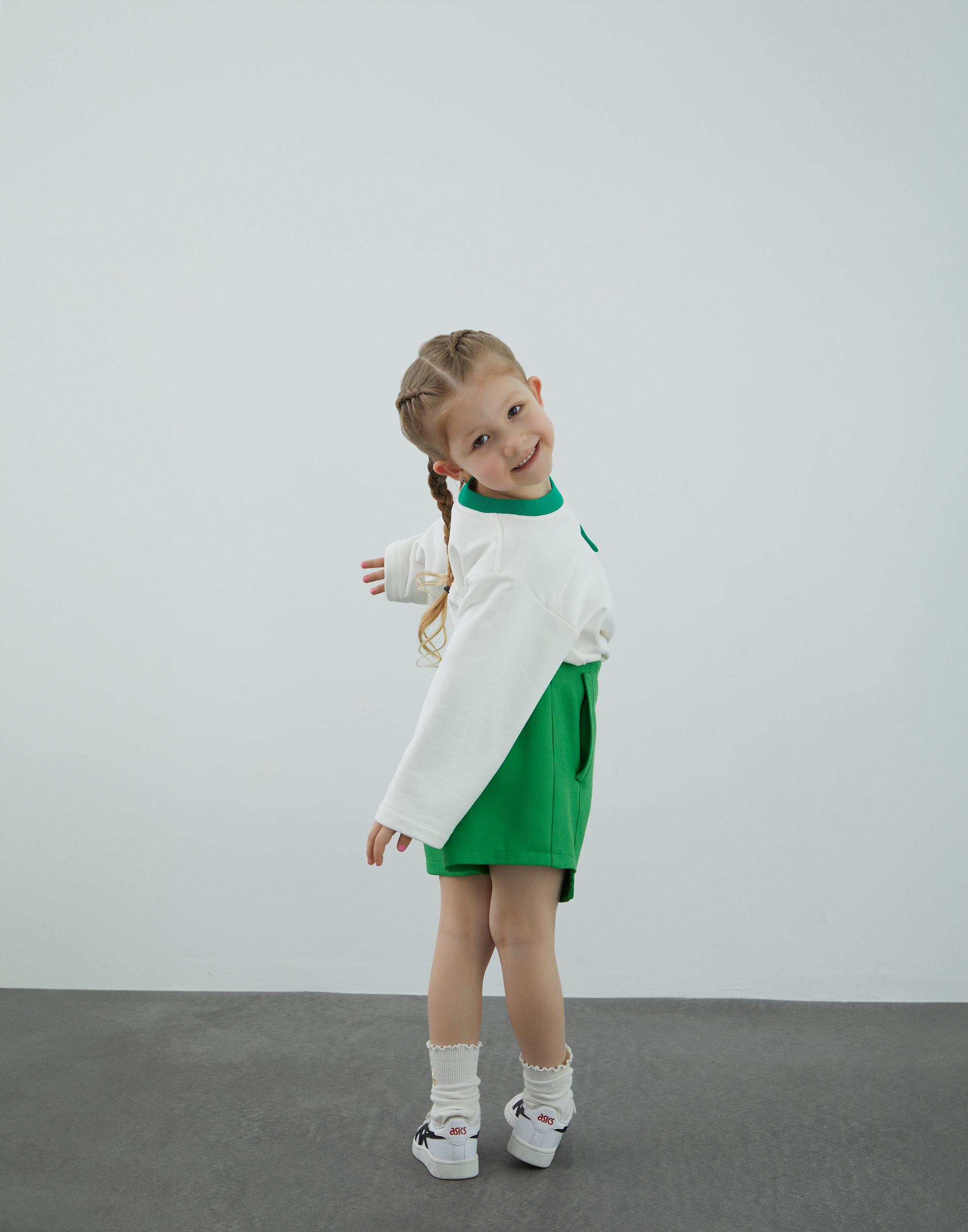 Asimetrik Detaylı Kız Çocuk Yeşil Şort - junior, designer dresses, bachelorette, party dresses and graduation dresses.