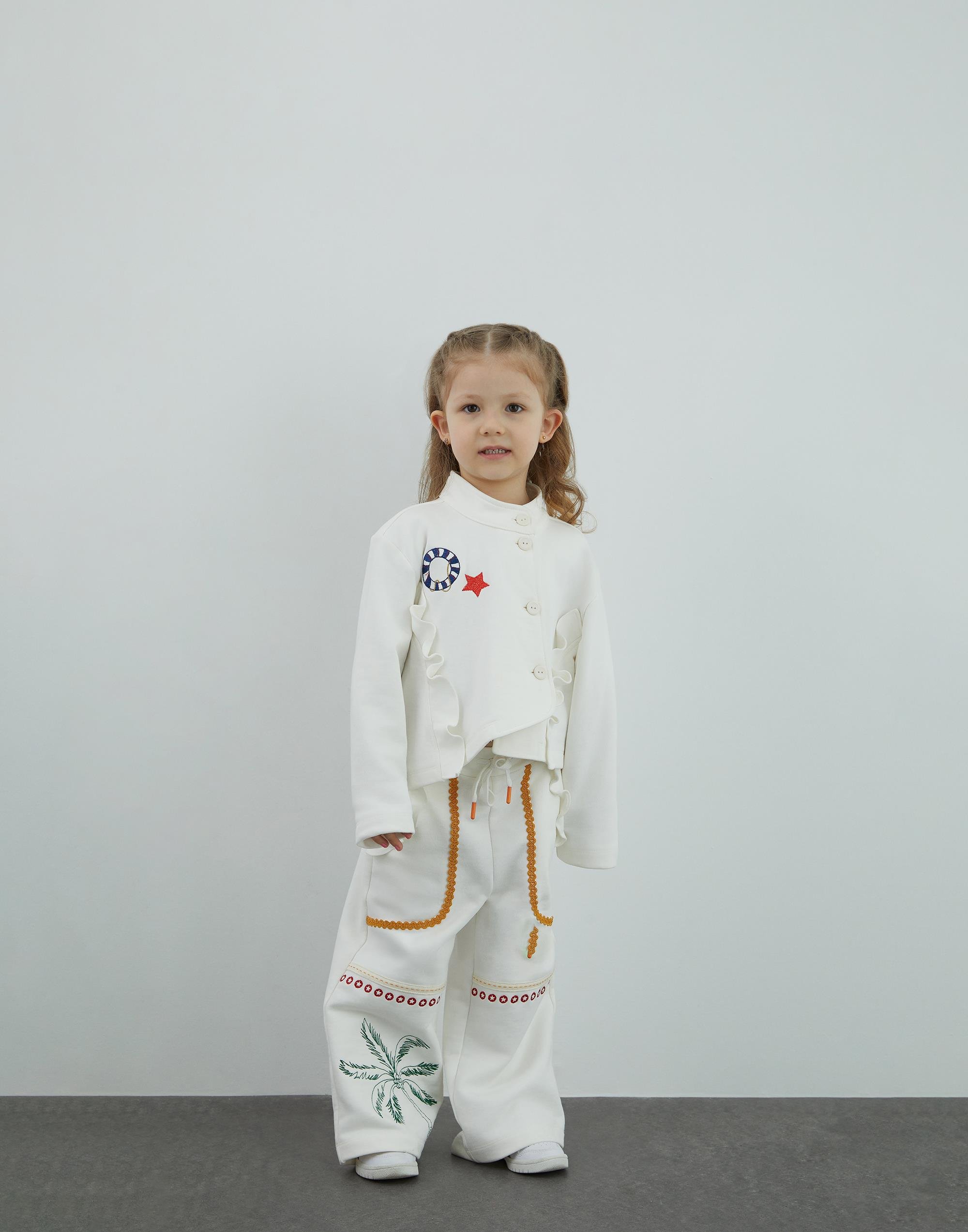 Asimetrik Kapamalı Nakış Detaylı Ekru  Ceket - junior, designer dresses, bachelorette, party dresses and graduation dresses.