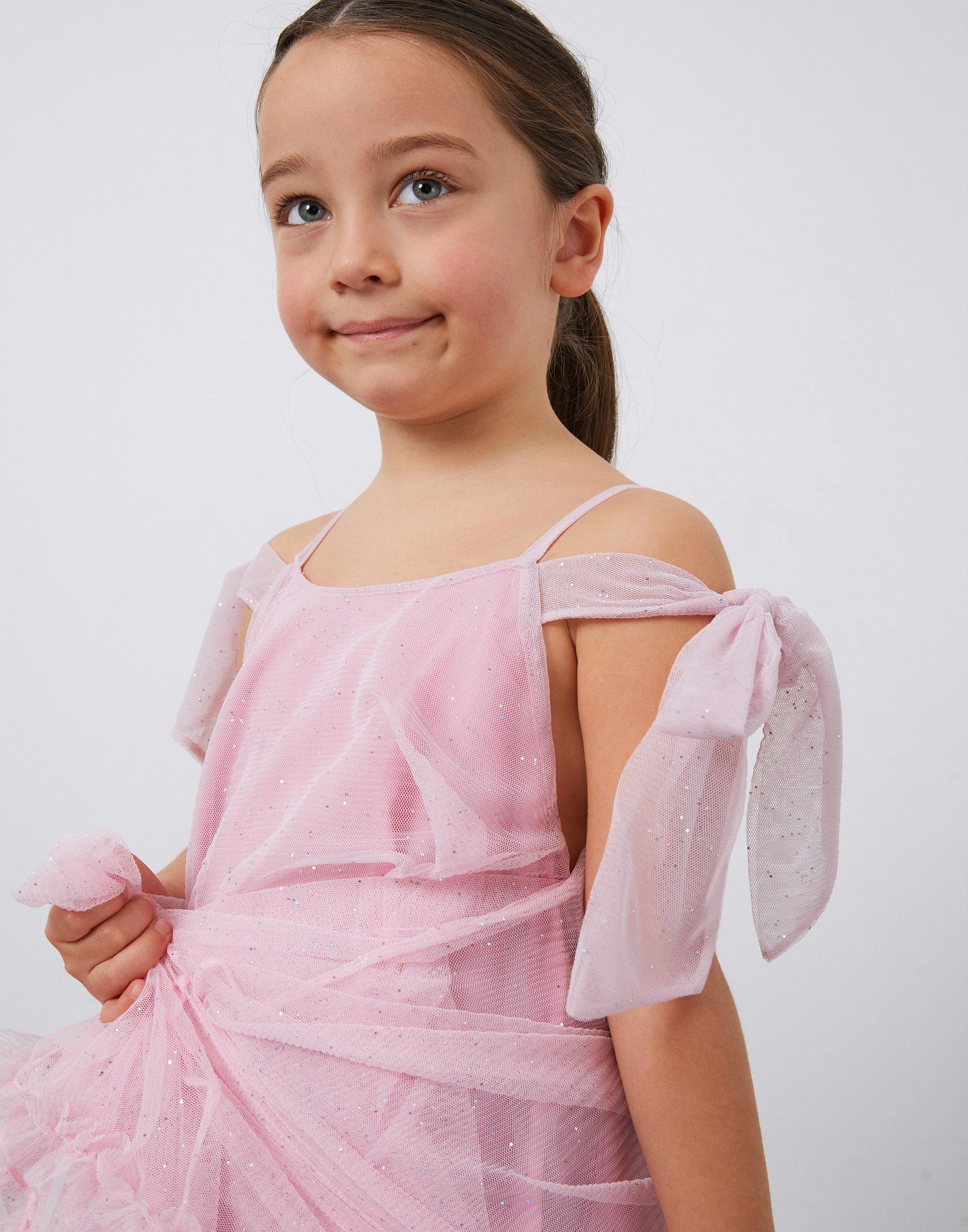 Askılı Fiyonk Detaylı Tütülü Pembe Kız Çocuk Elbise - junior, designer dresses, bachelorette, party dresses and graduation dresses.