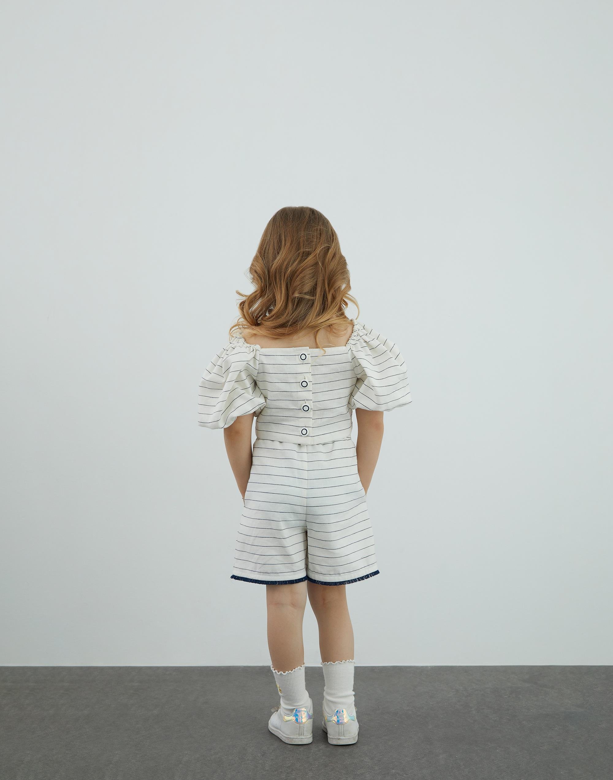 Balon Kollu Ekru Crop Top - junior, designer dresses, bachelorette, party dresses and graduation dresses.