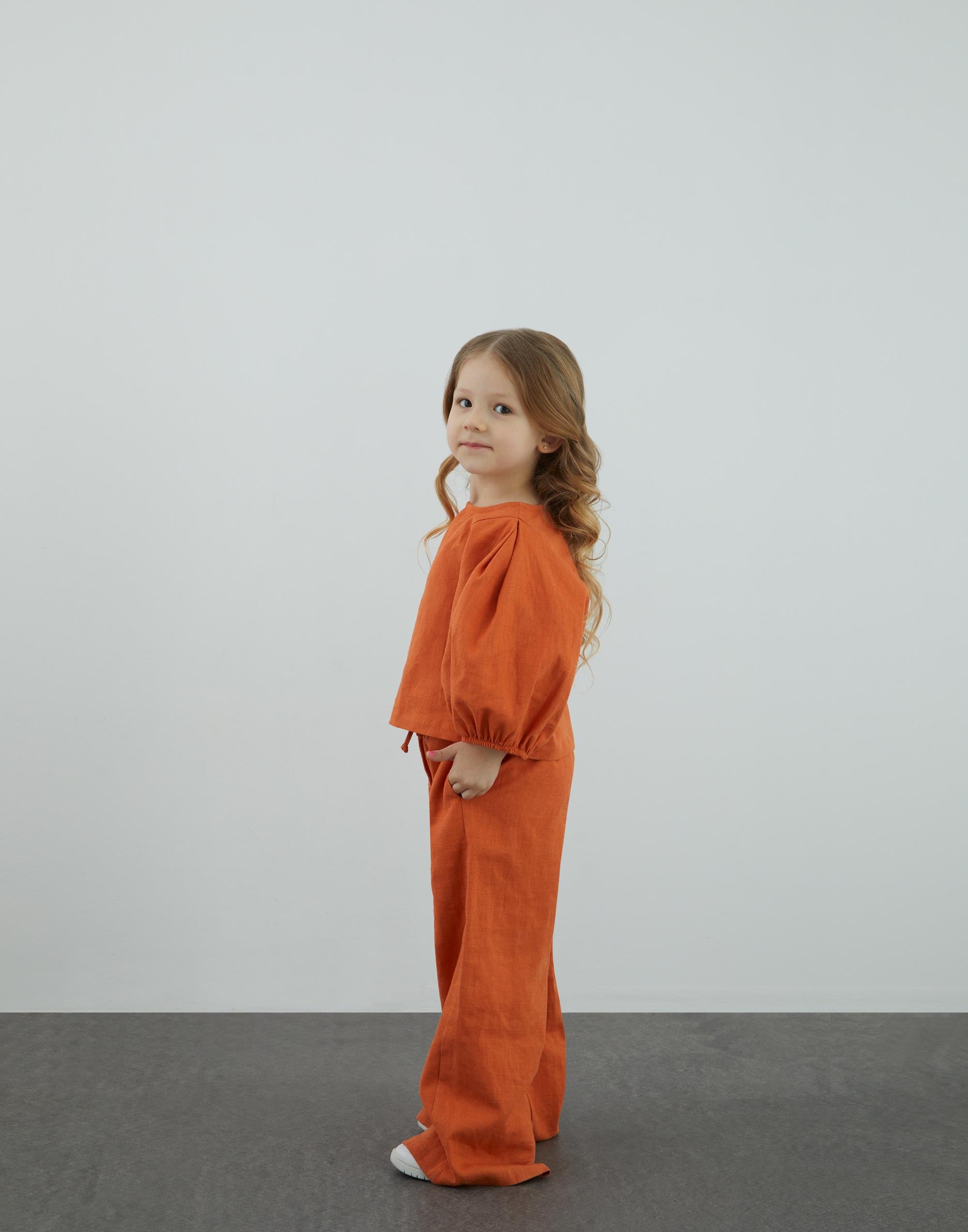 Balon Kollu Keten Kahve Crop Bluz - junior, designer dresses, bachelorette, party dresses and graduation dresses.