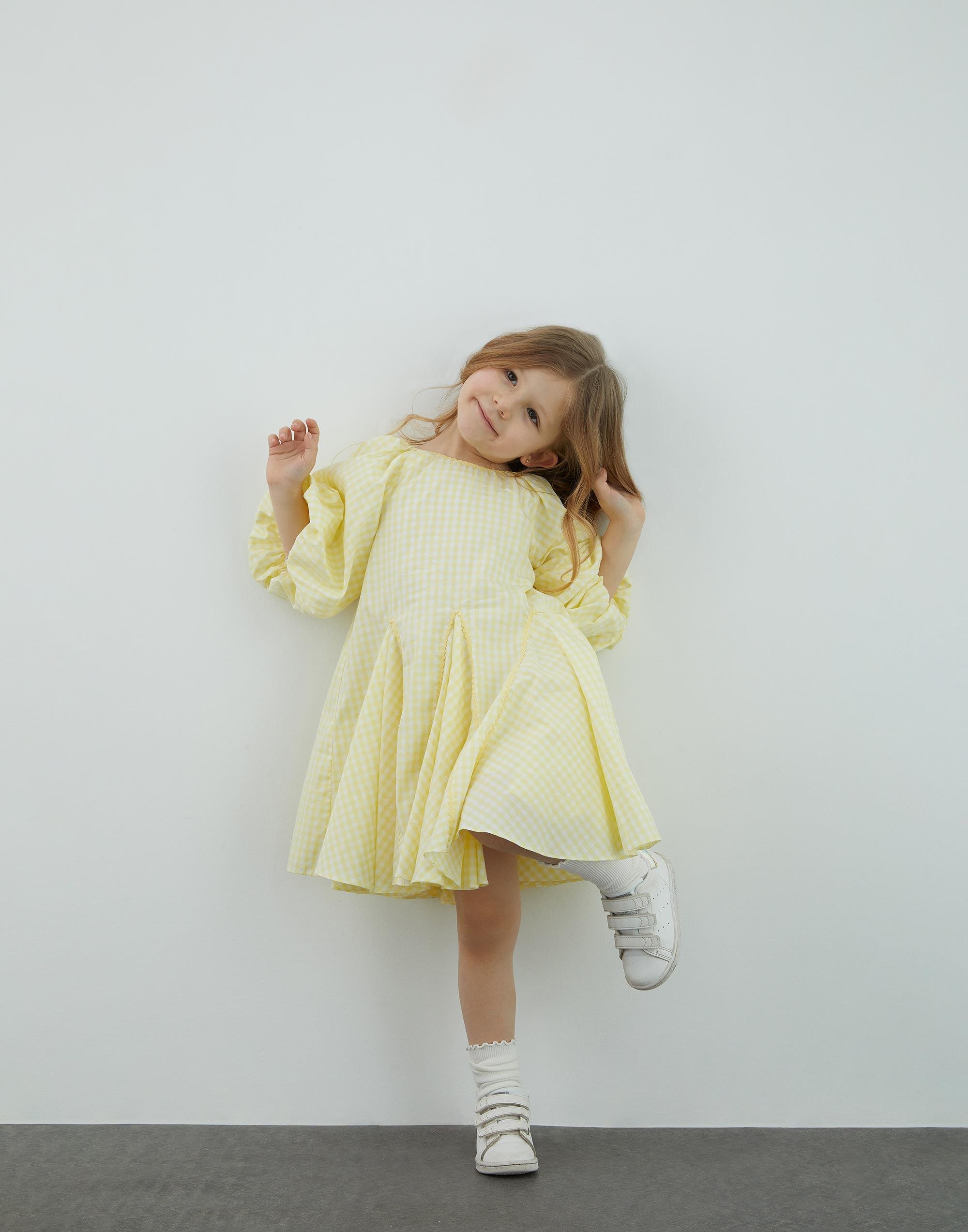 Balon Kollu Volanlı Sarı Elbise - junior, designer dresses, bachelorette, party dresses and graduation dresses.