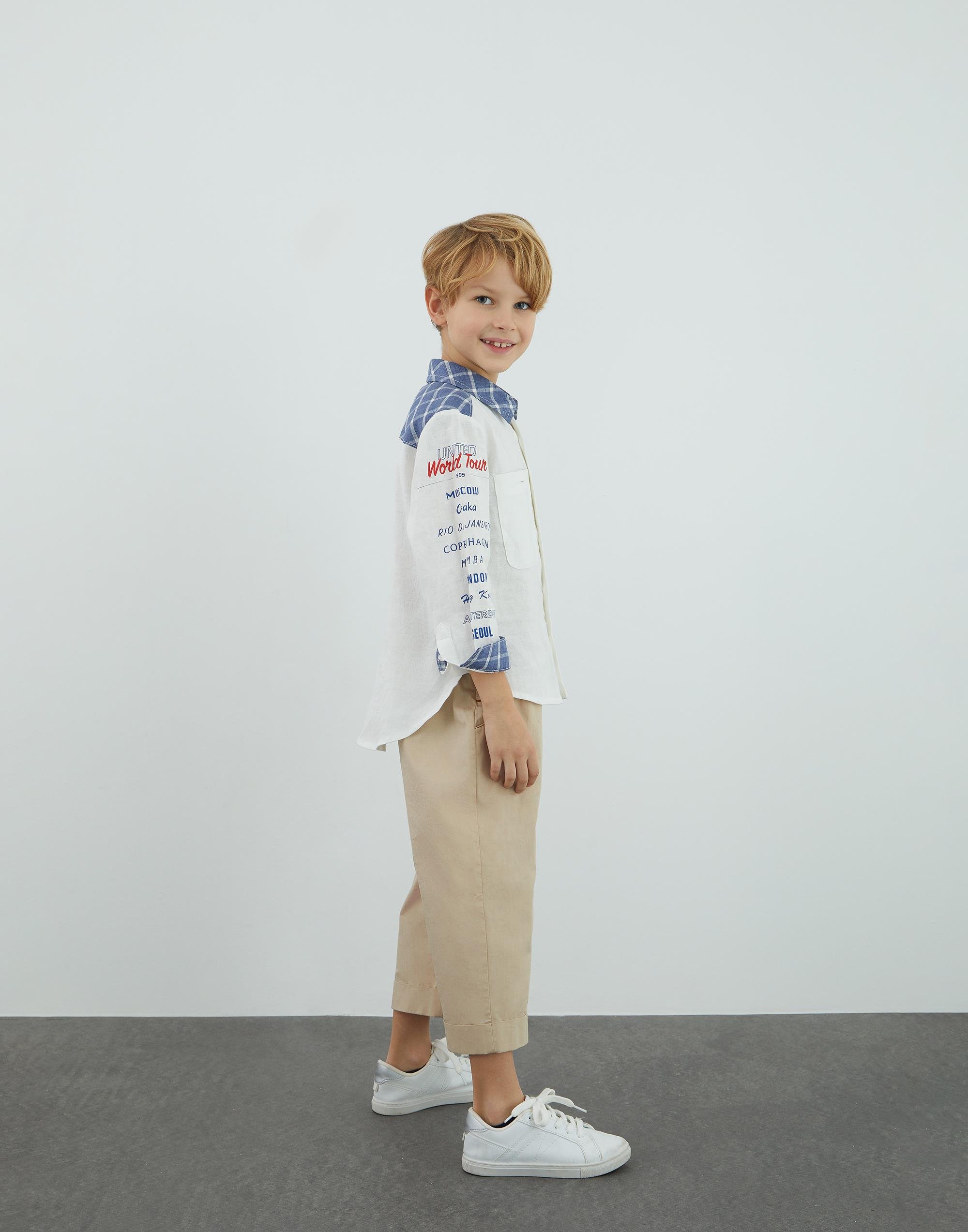 Baskı Detaylı Beyaz Gömlek - junior, designer dresses, bachelorette, party dresses and graduation dresses.