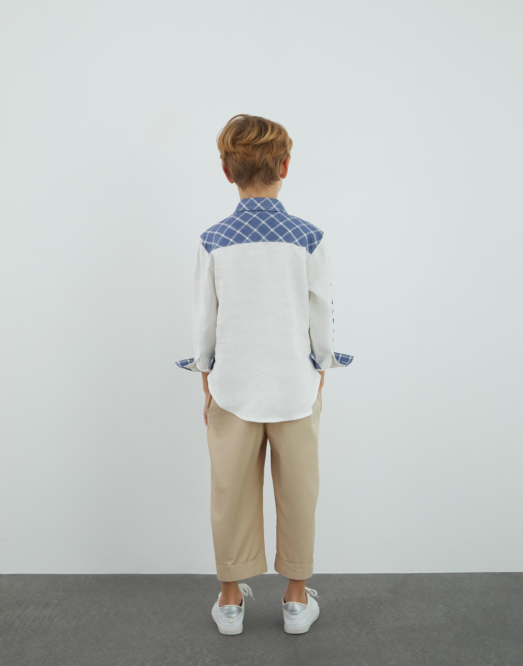 Baskı Detaylı Beyaz Gömlek - junior, designer dresses, bachelorette, party dresses and graduation dresses.