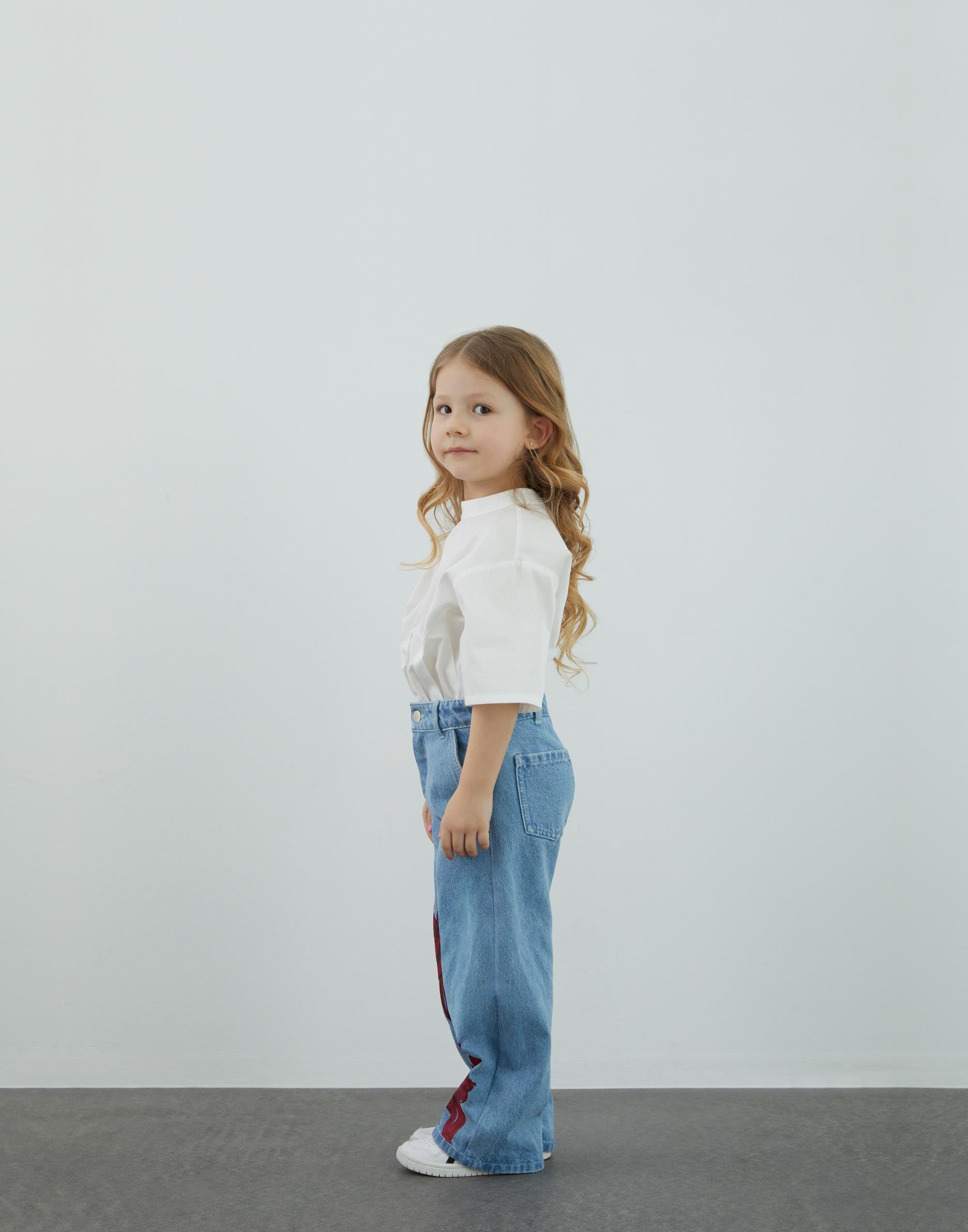 Baskı Detaylı Jean Mavi Pantolon - junior, designer dresses, bachelorette, party dresses and graduation dresses.