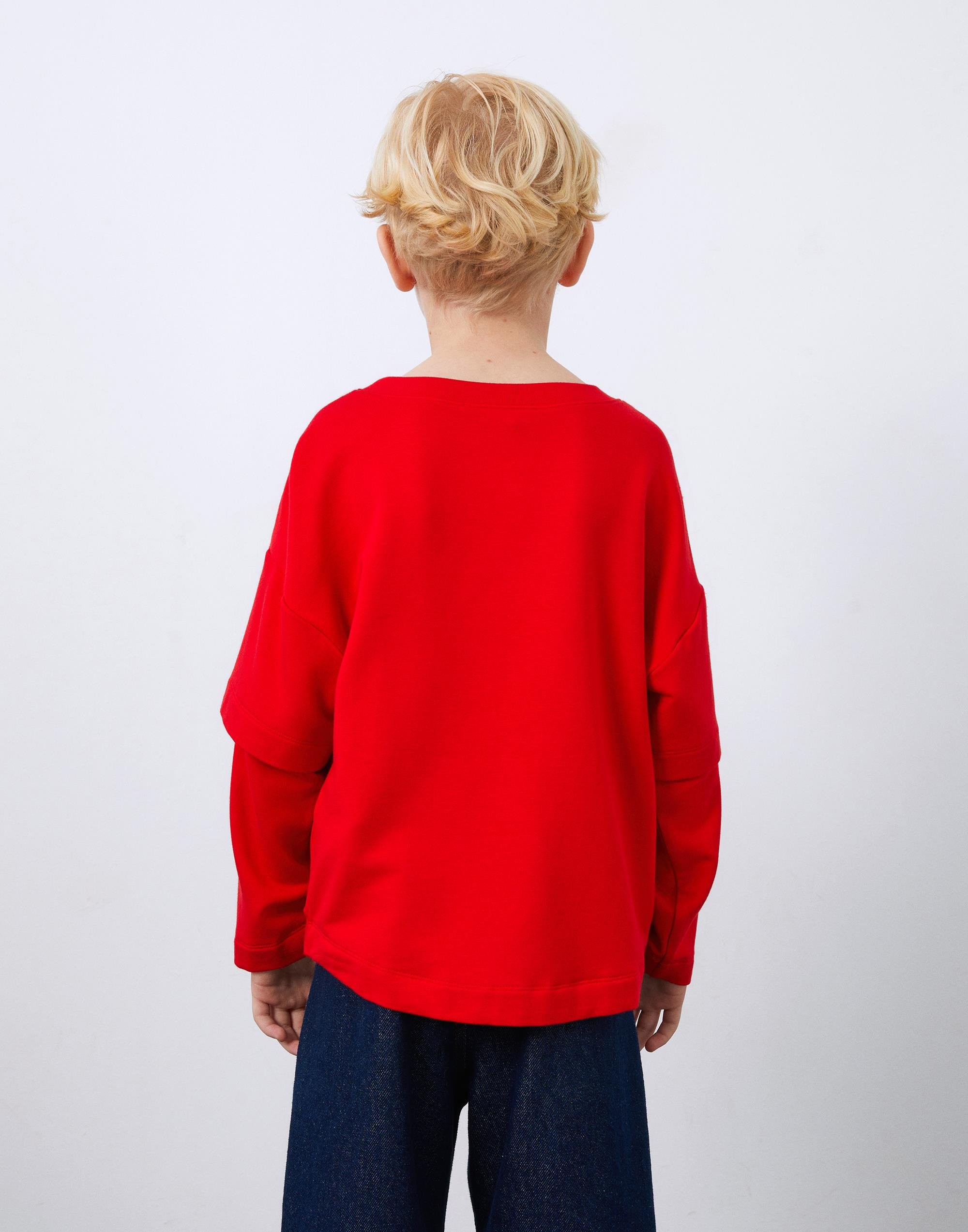 Red Boy's Sweatshirt with Print Detail - junior, designer dresses, bachelorette, party dresses and graduation dresses.