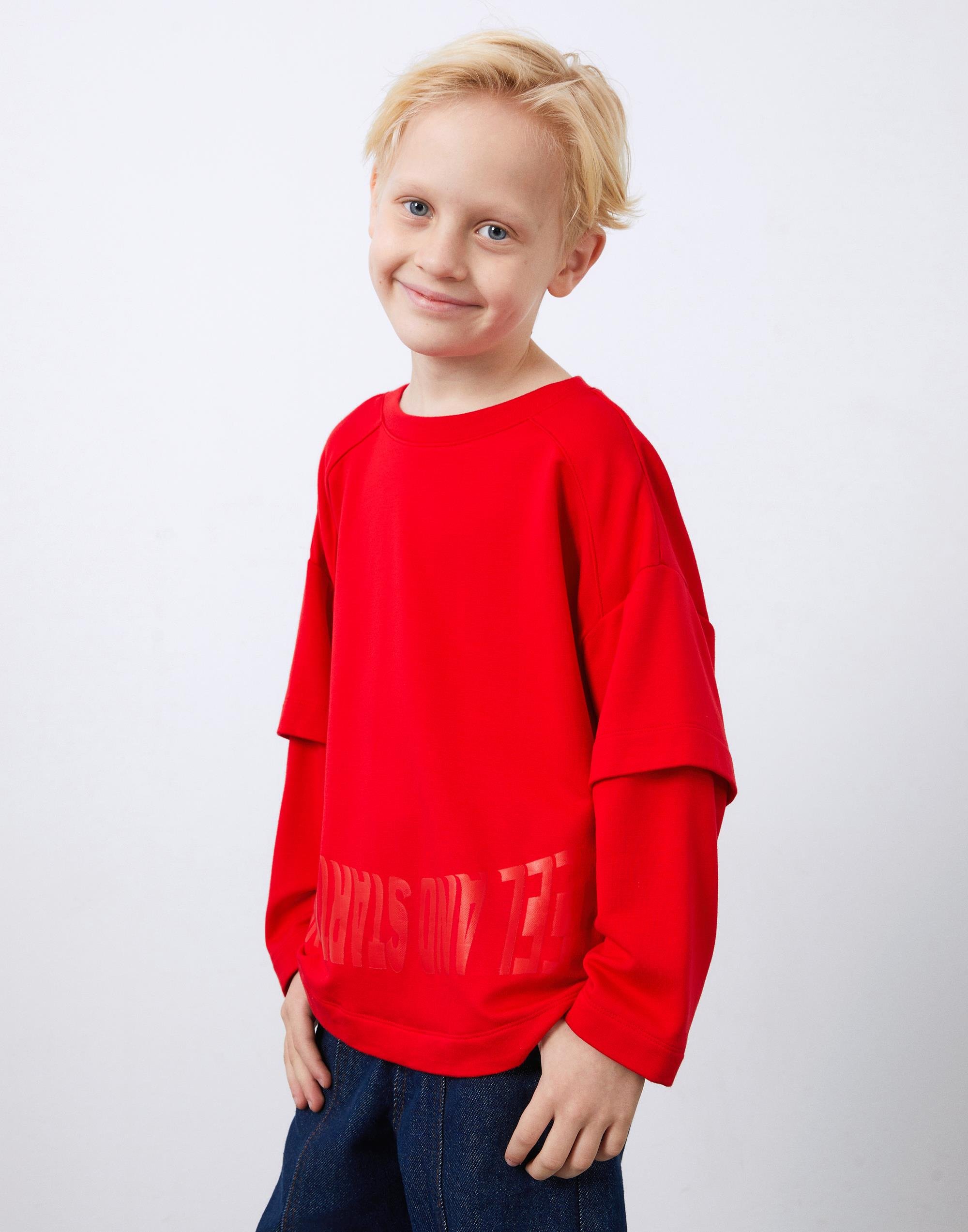 Red Boy's Sweatshirt with Print Detail - junior, designer dresses, bachelorette, party dresses and graduation dresses.