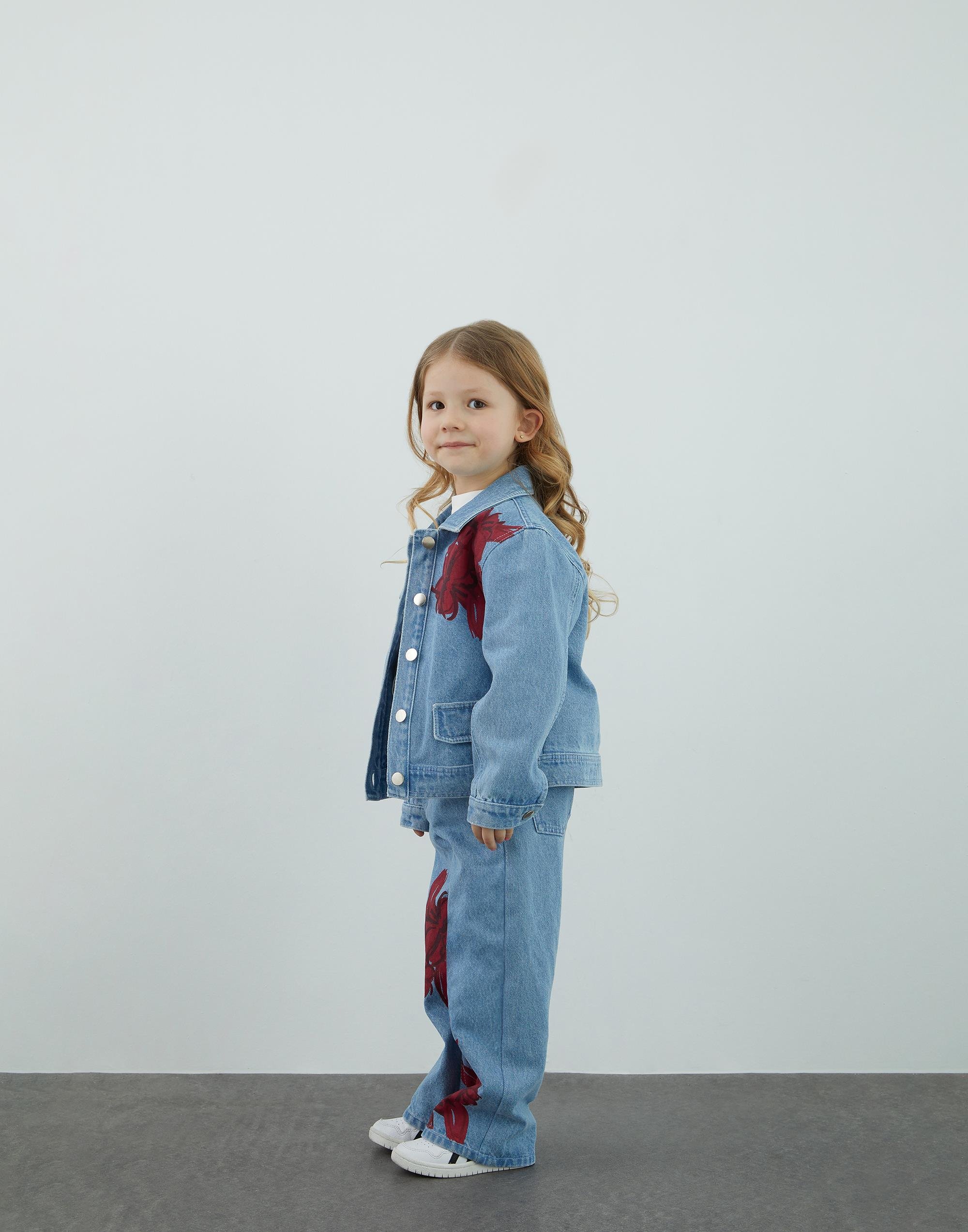 Baskı Detaylı Mavi Jean Ceket - junior, designer dresses, bachelorette, party dresses and graduation dresses.