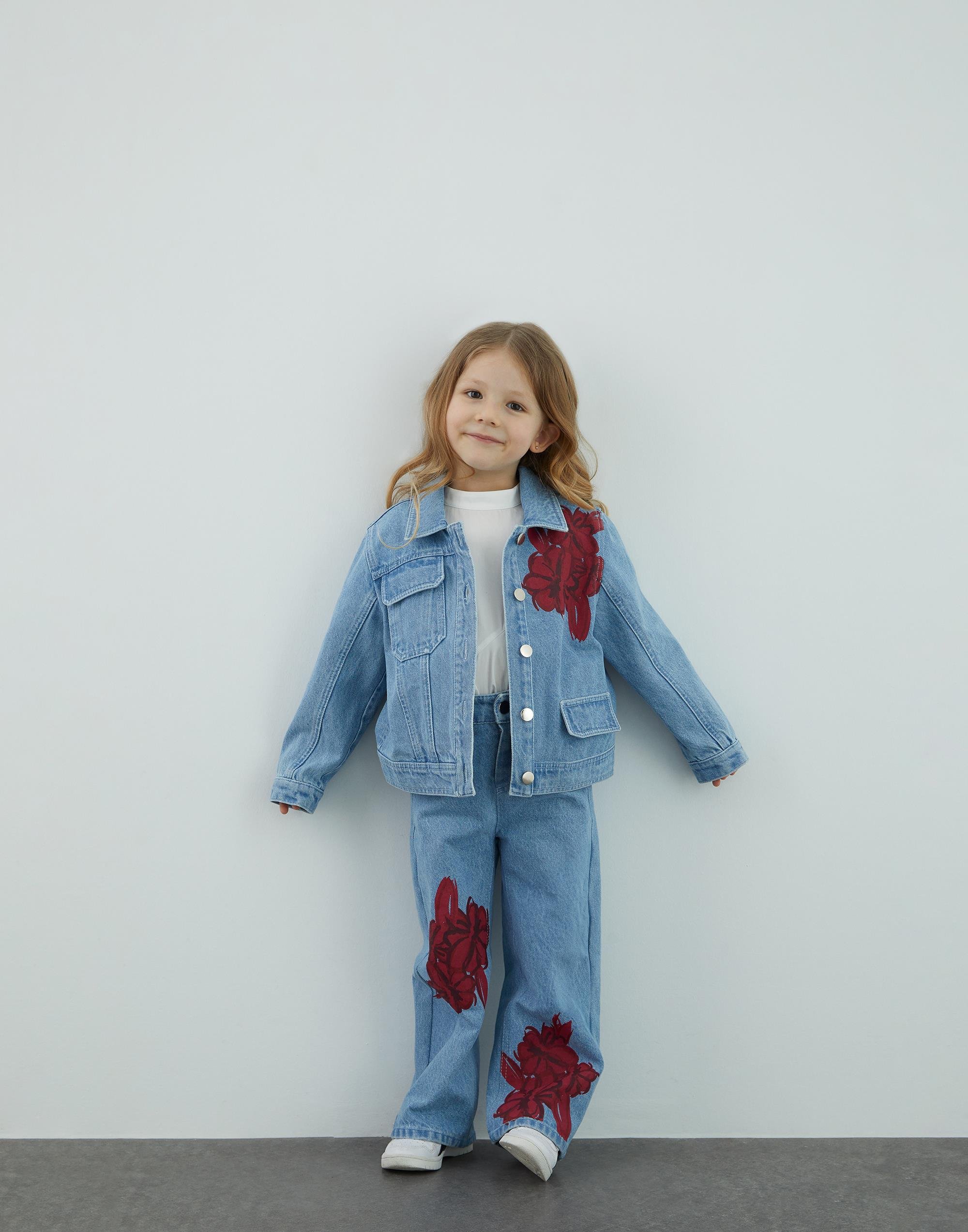 Baskı Detaylı Mavi Jean Ceket - junior, designer dresses, bachelorette, party dresses and graduation dresses.