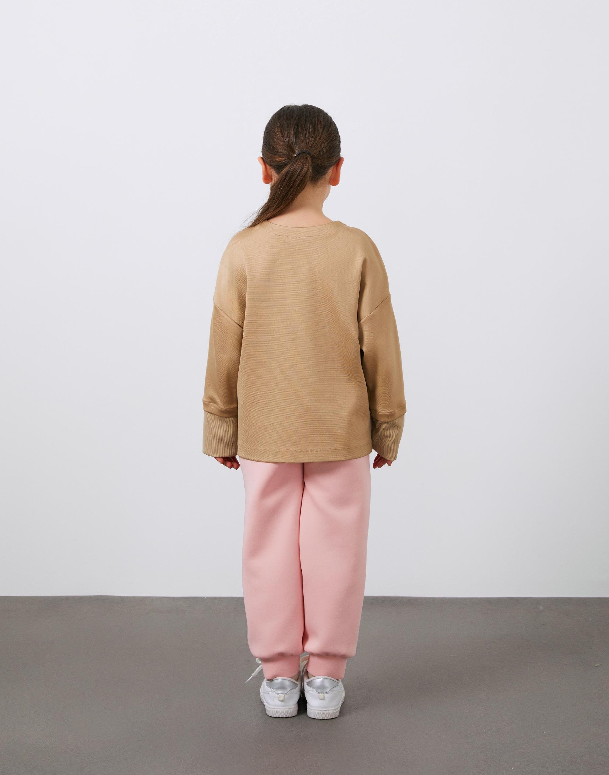 Baskı Detaylı Uzun Kollu Bej Kız Çocuk Sweatshirt - junior, designer dresses, bachelorette, party dresses and graduation dresses.