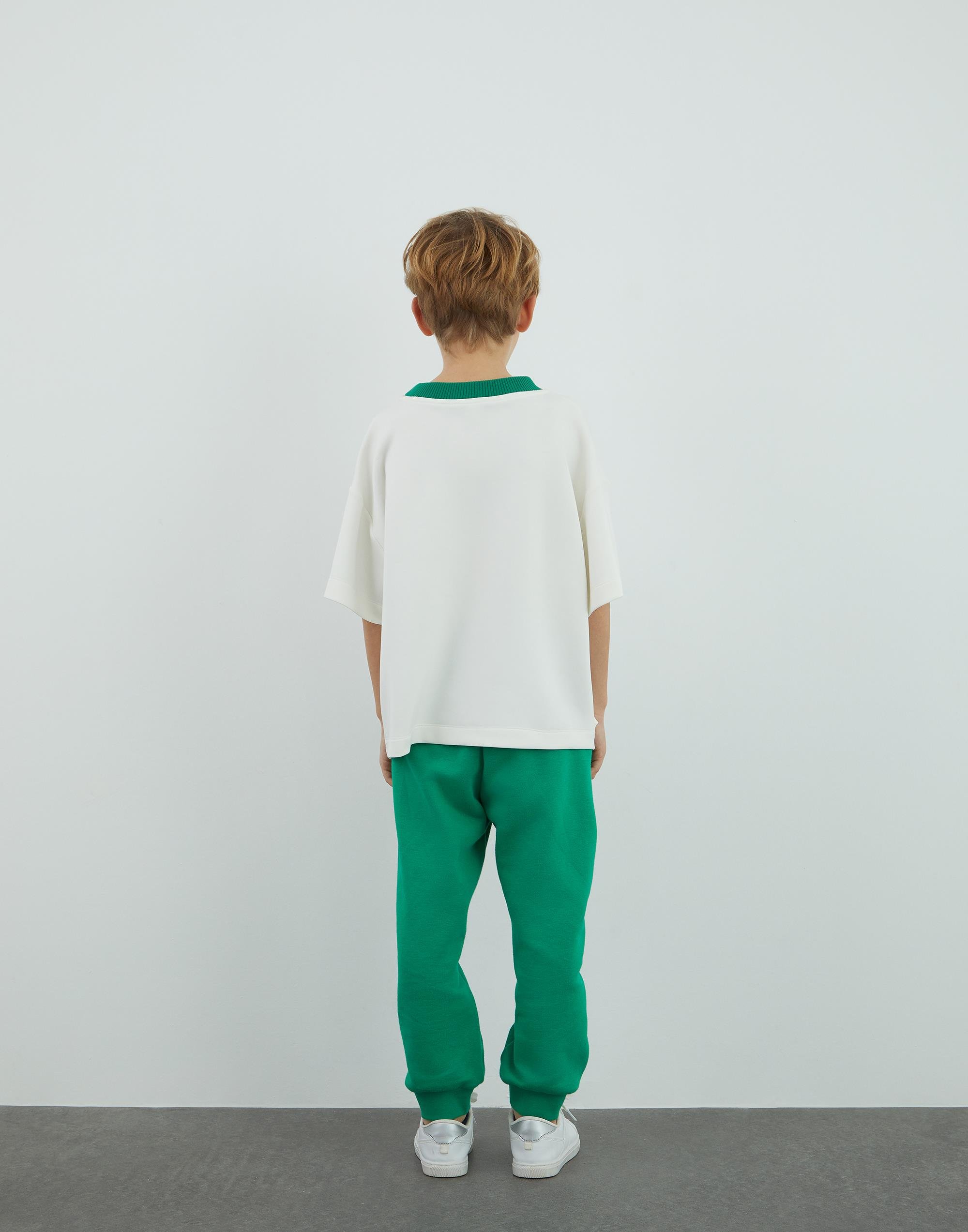 Baskı Ve Kontrast Yaka Detaylı Ekru T Shirt - junior, designer dresses, bachelorette, party dresses and graduation dresses.