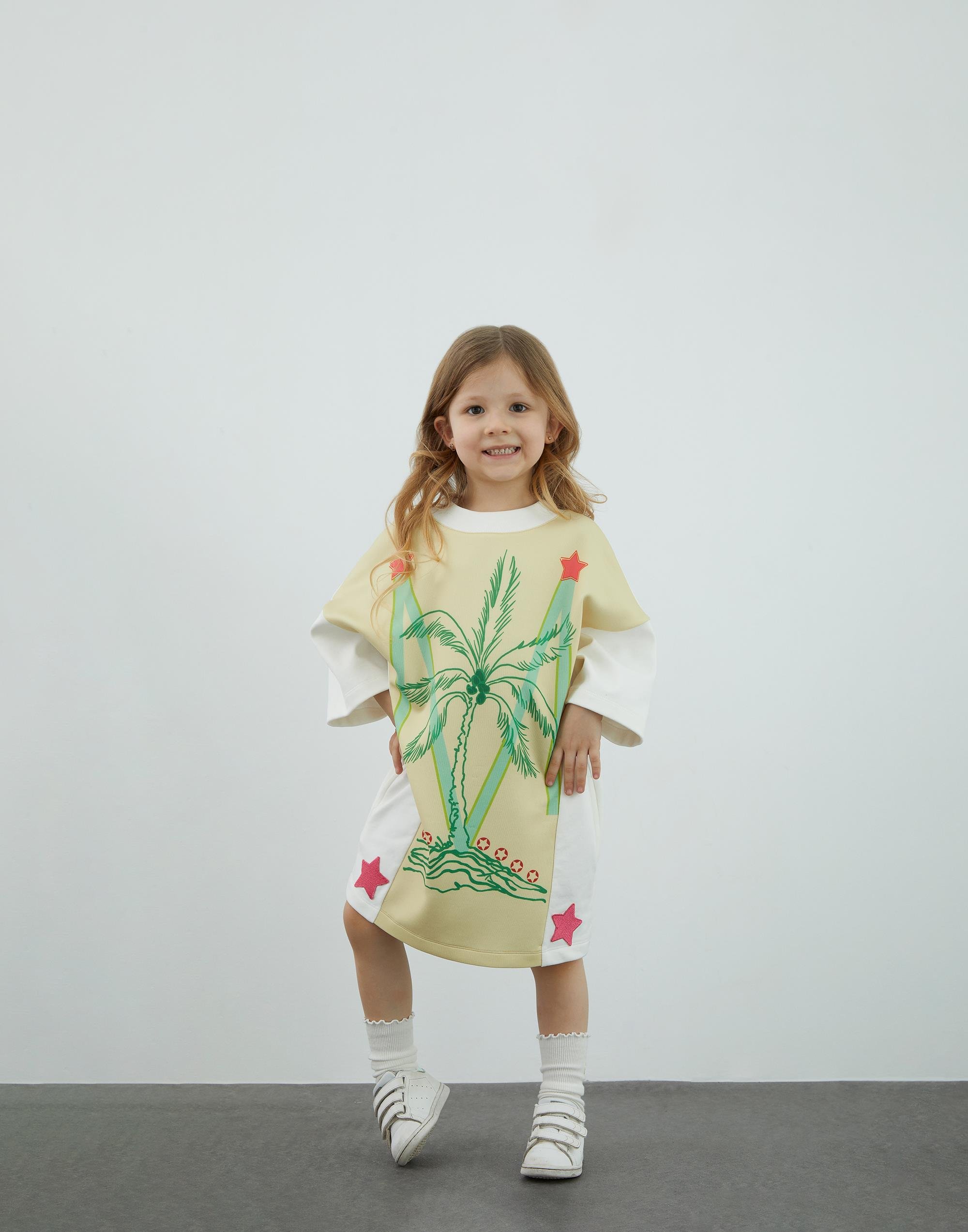 Baskılı Ekru Sweatshirt Elbise - junior, designer dresses, bachelorette, party dresses and graduation dresses.