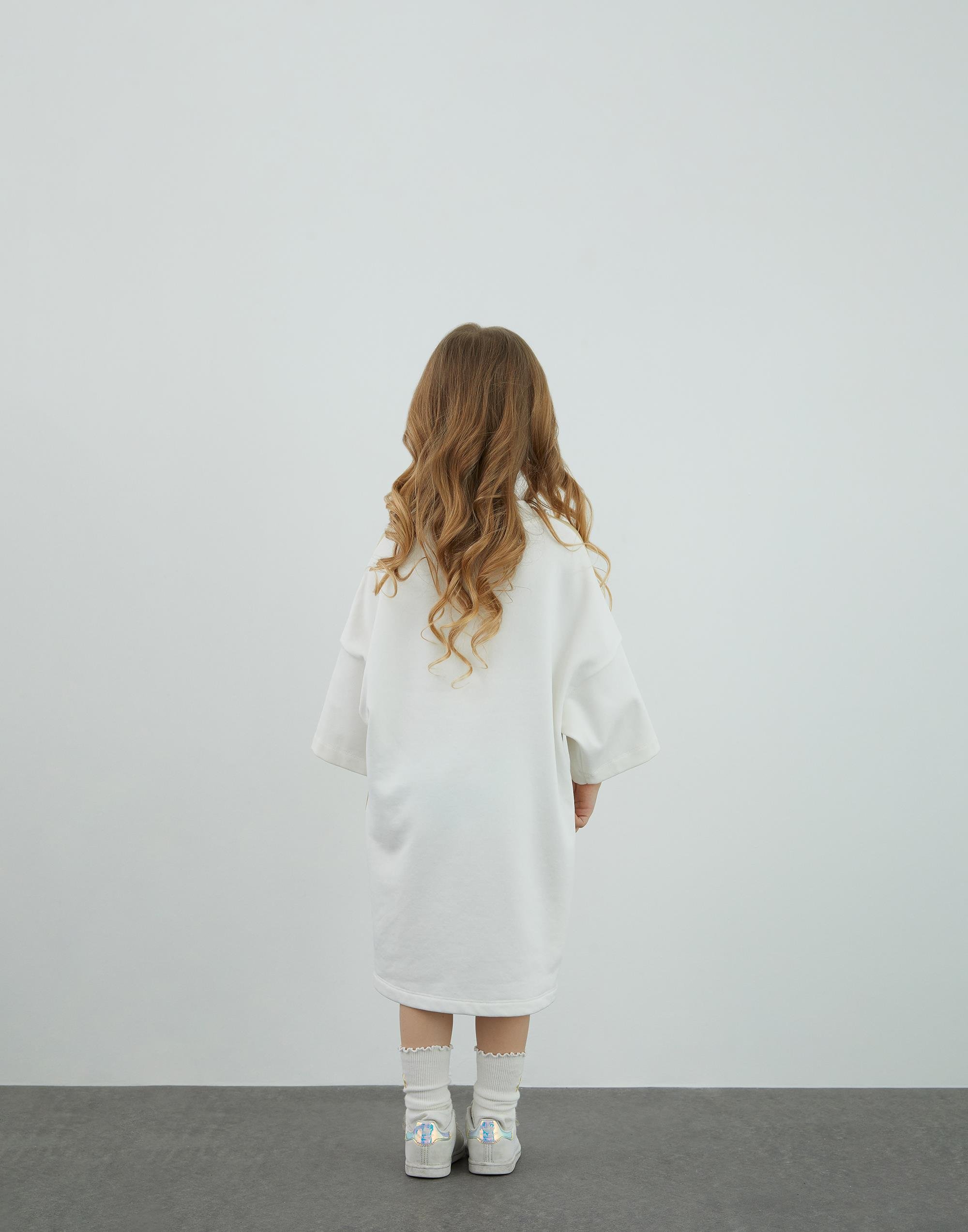 Baskılı Ekru Sweatshirt Elbise - junior, designer dresses, bachelorette, party dresses and graduation dresses.