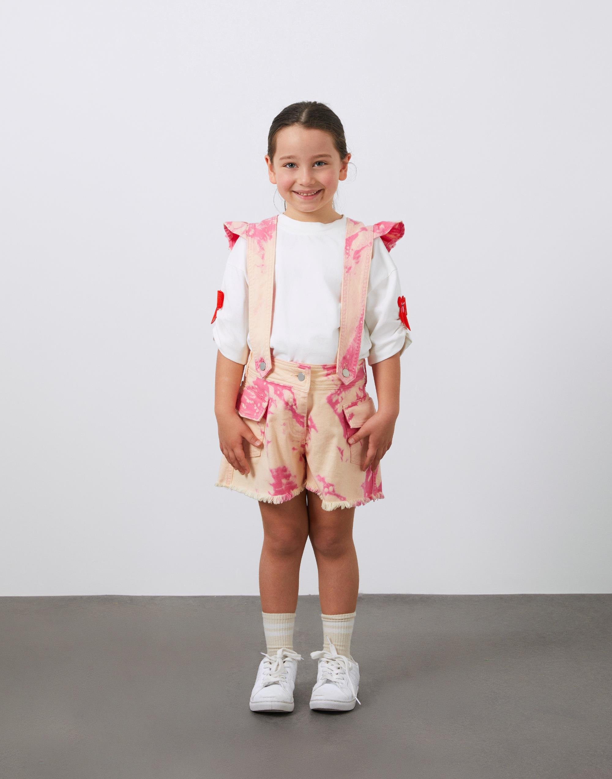 Batik Efektli Şortlu Salopet Kız Çocuk Tulum - junior, designer dresses, bachelorette, party dresses and graduation dresses.