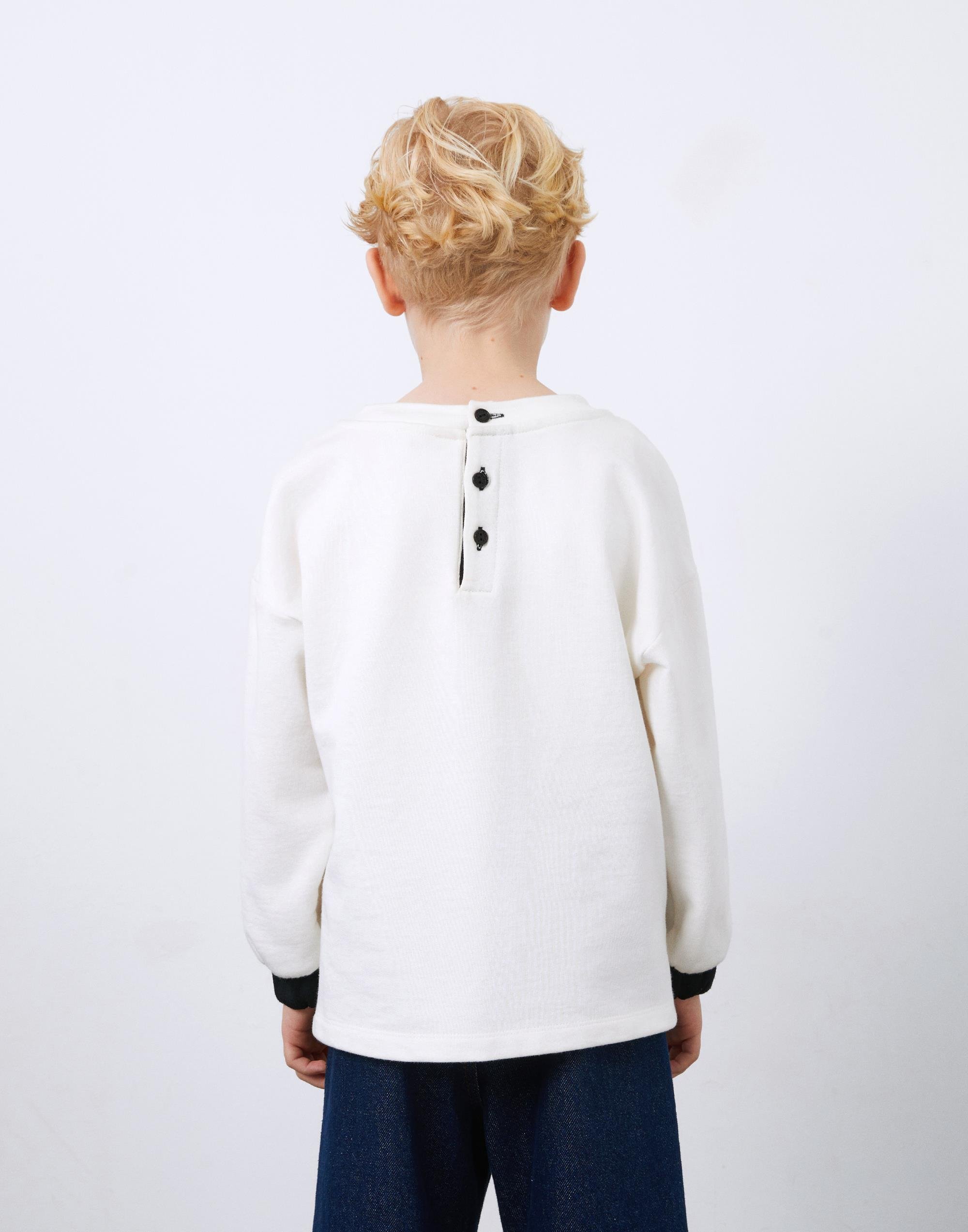 Ecru Unisex Sweatshirt with Embroidery Detail - junior, designer dresses, bachelorette, party dresses and graduation dresses.