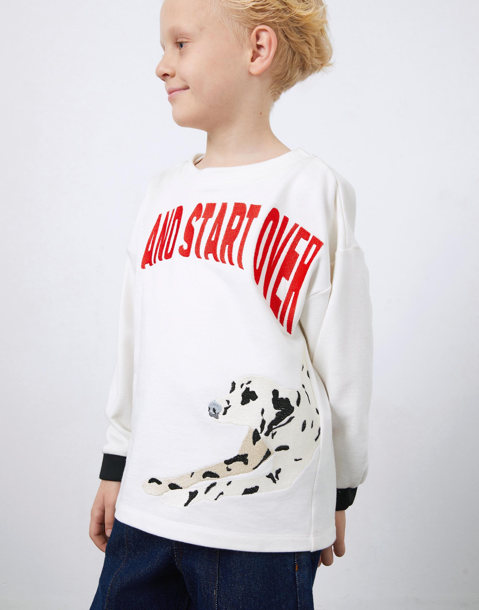 Ecru Unisex Sweatshirt with Embroidery Detail - junior, designer dresses, bachelorette, party dresses and graduation dresses.