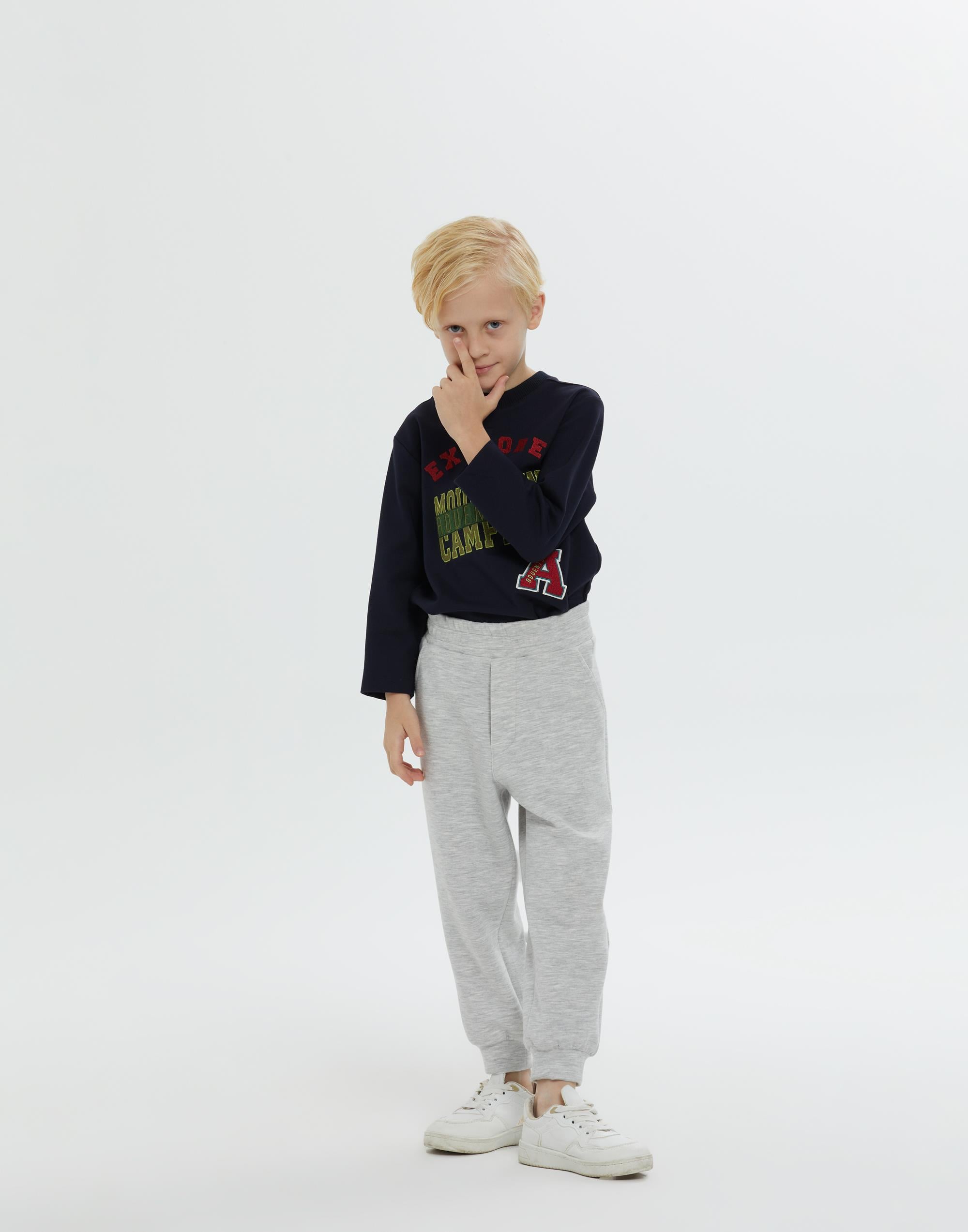 Elasticated Waist Pocket Strap Leg Boys  Grey Knitted Pants - junior, designer dresses, bachelorette, party dresses and graduation dresses.