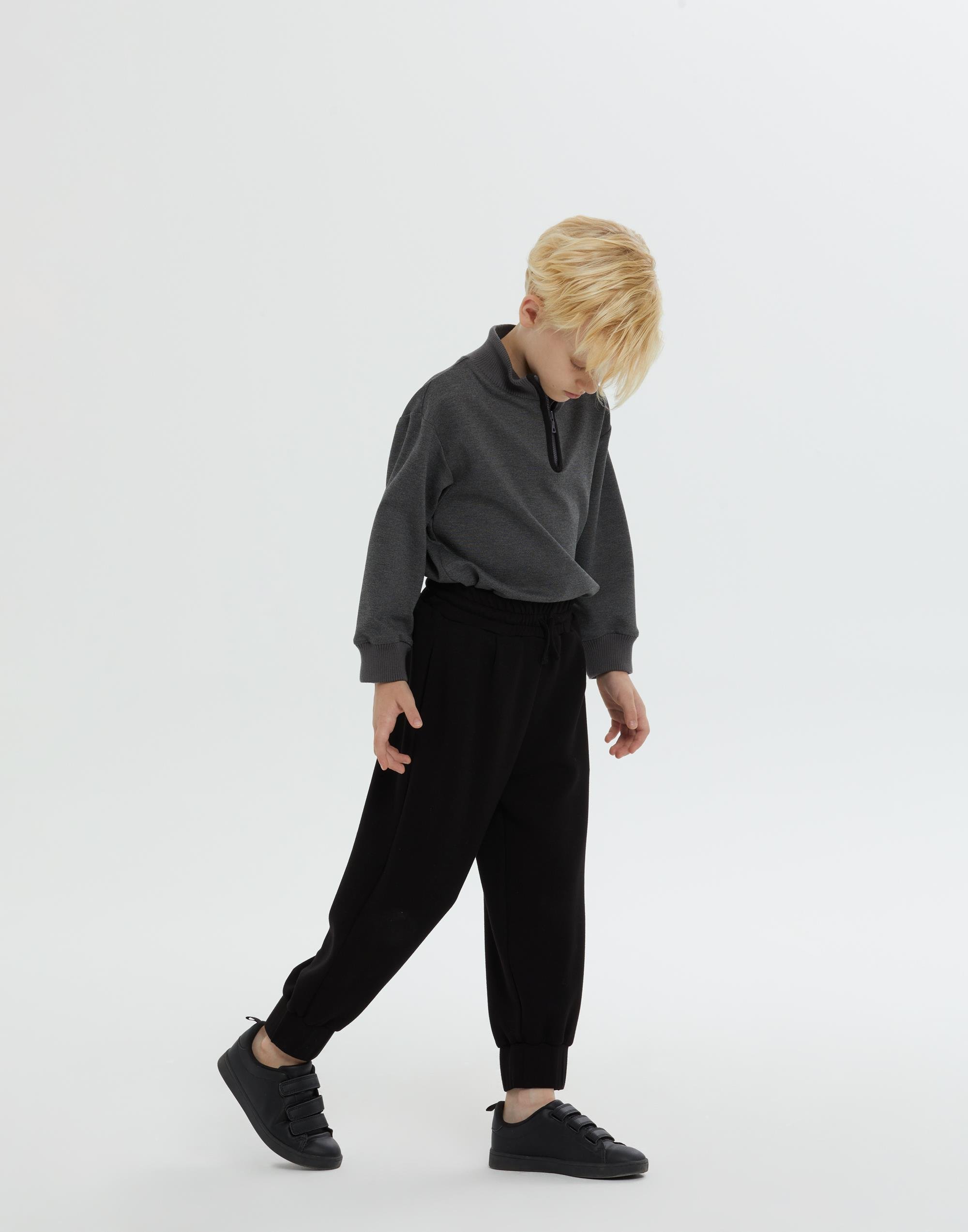 Bel Ve Paça Lastikli Bağcıklı Astarsız Siyah Erkek Çocuk Pantolon - junior, designer dresses, bachelorette, party dresses and graduation dresses.