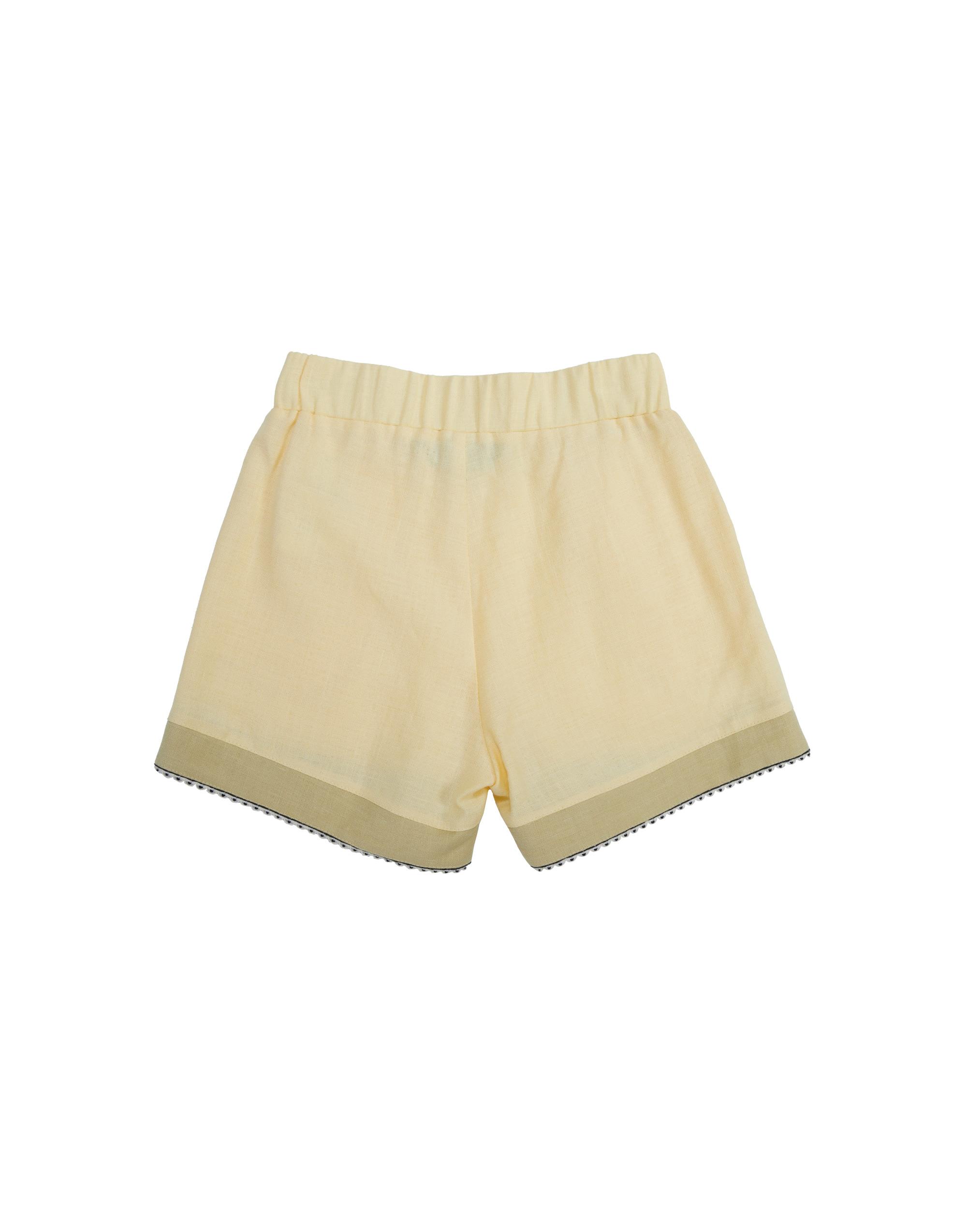 Yellow Pleated Shorts With Elasticated Waist - junior, designer dresses, bachelorette, party dresses and graduation dresses.