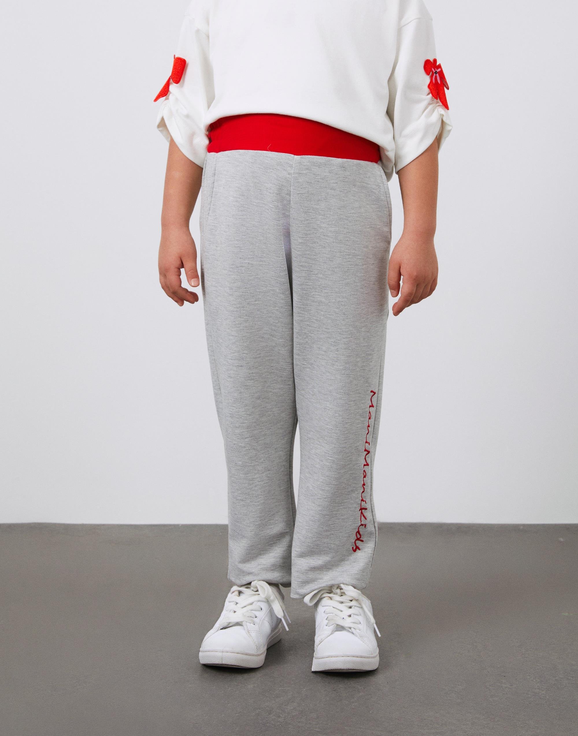 Beli Kırmızı Lastik Detaylı Gri Kız Çocuk Eşofman Altı - junior, designer dresses, bachelorette, party dresses and graduation dresses.