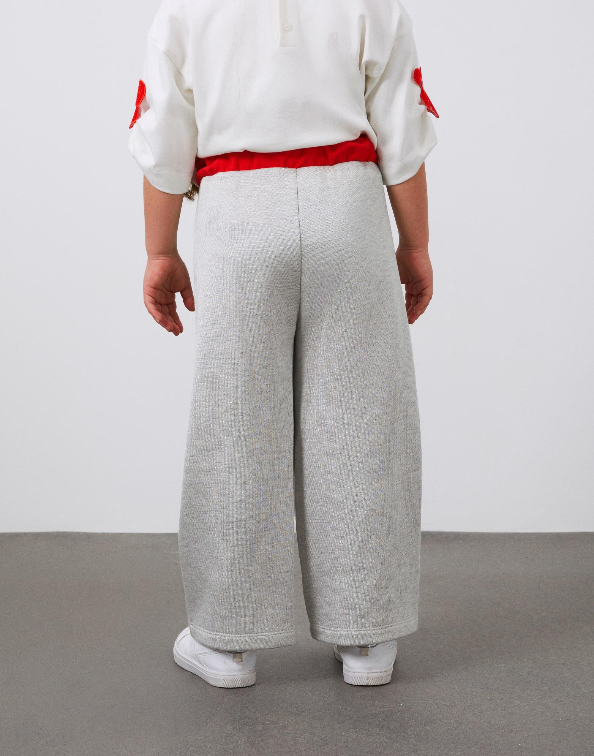 Beli Kırmızı Lastik Detaylı Gri Kız Çocuk Pantolon - junior, designer dresses, bachelorette, party dresses and graduation dresses.