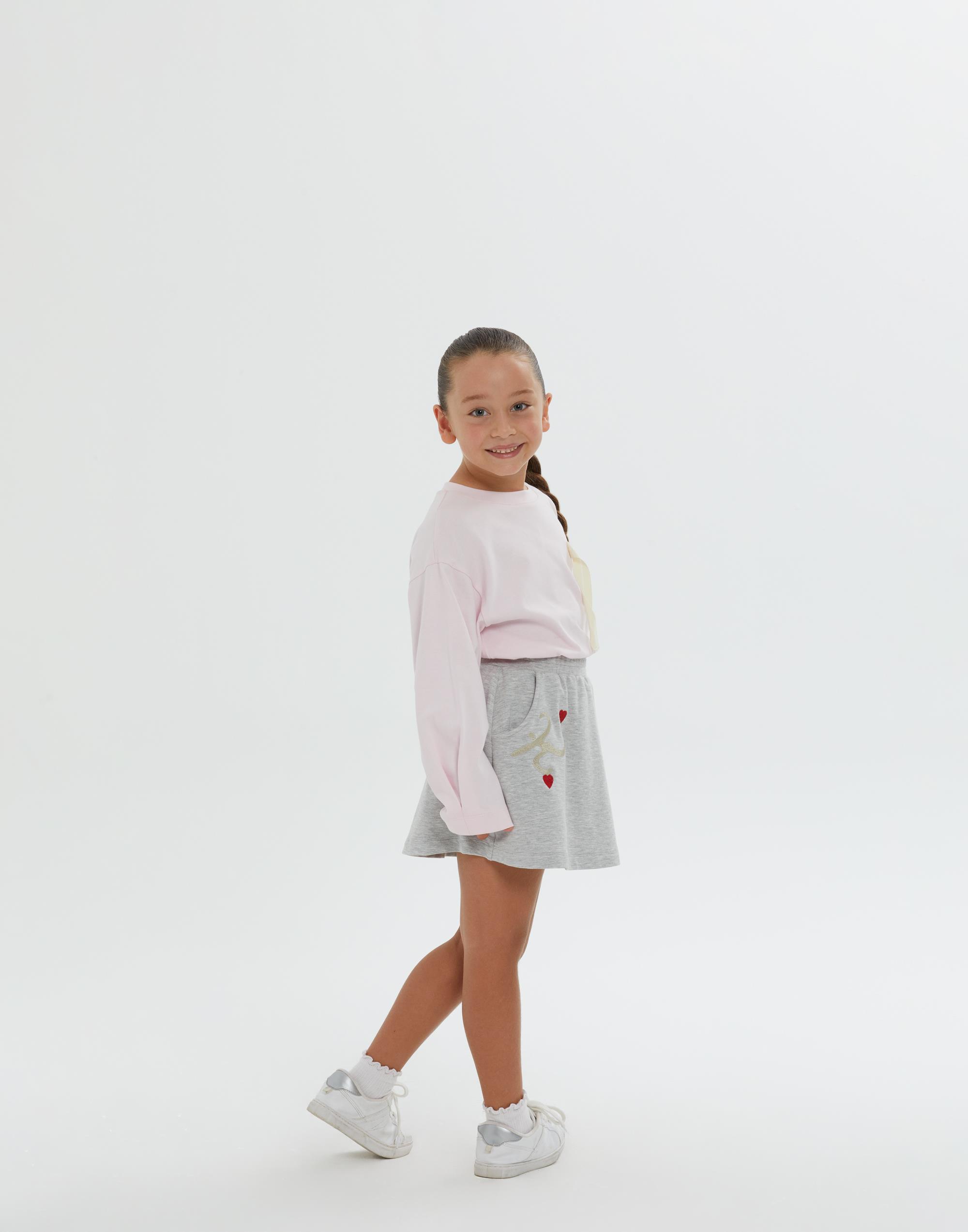 Beli Lastikli Gri Kısa Kız Çocuk Etek - junior, designer dresses, bachelorette, party dresses and graduation dresses.