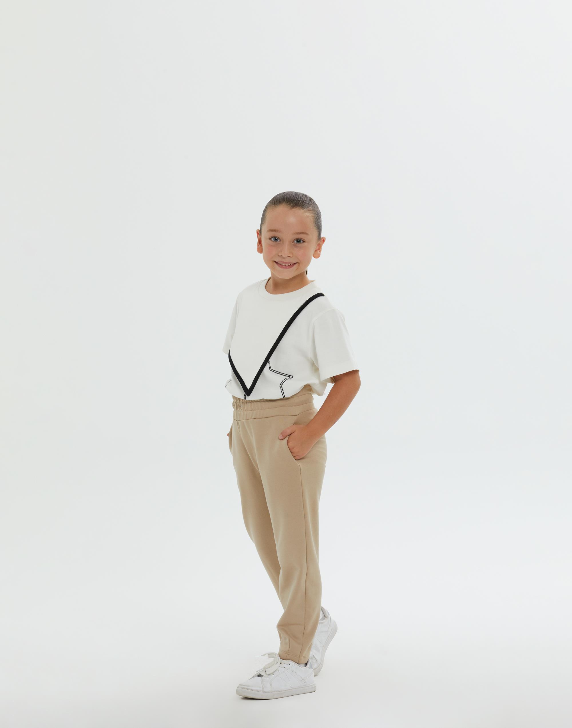 Beli Lastikli Paçası Pileli Bej Kız Çocuk Pantolon - junior, designer dresses, bachelorette, party dresses and graduation dresses.