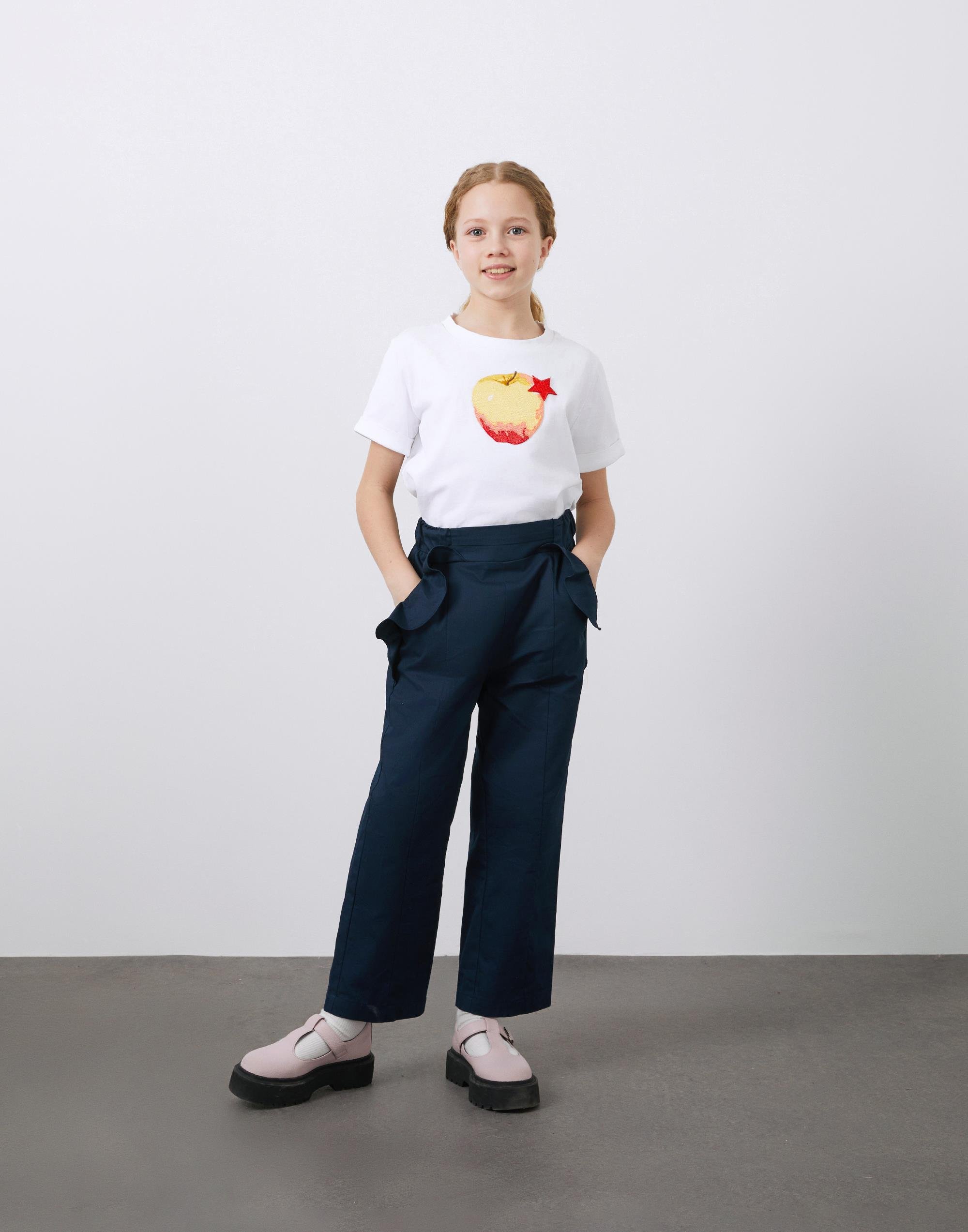 Beli Lastikli Volanlı Lacivert Kız Çocuk Poplin Pantolon - junior, designer dresses, bachelorette, party dresses and graduation dresses.