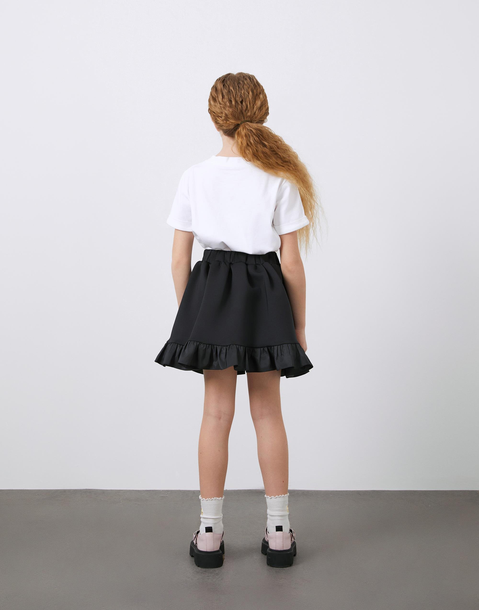 Beli Lastikli Volanlı Siyah Kız Çocuk Etek - junior, designer dresses, bachelorette, party dresses and graduation dresses.