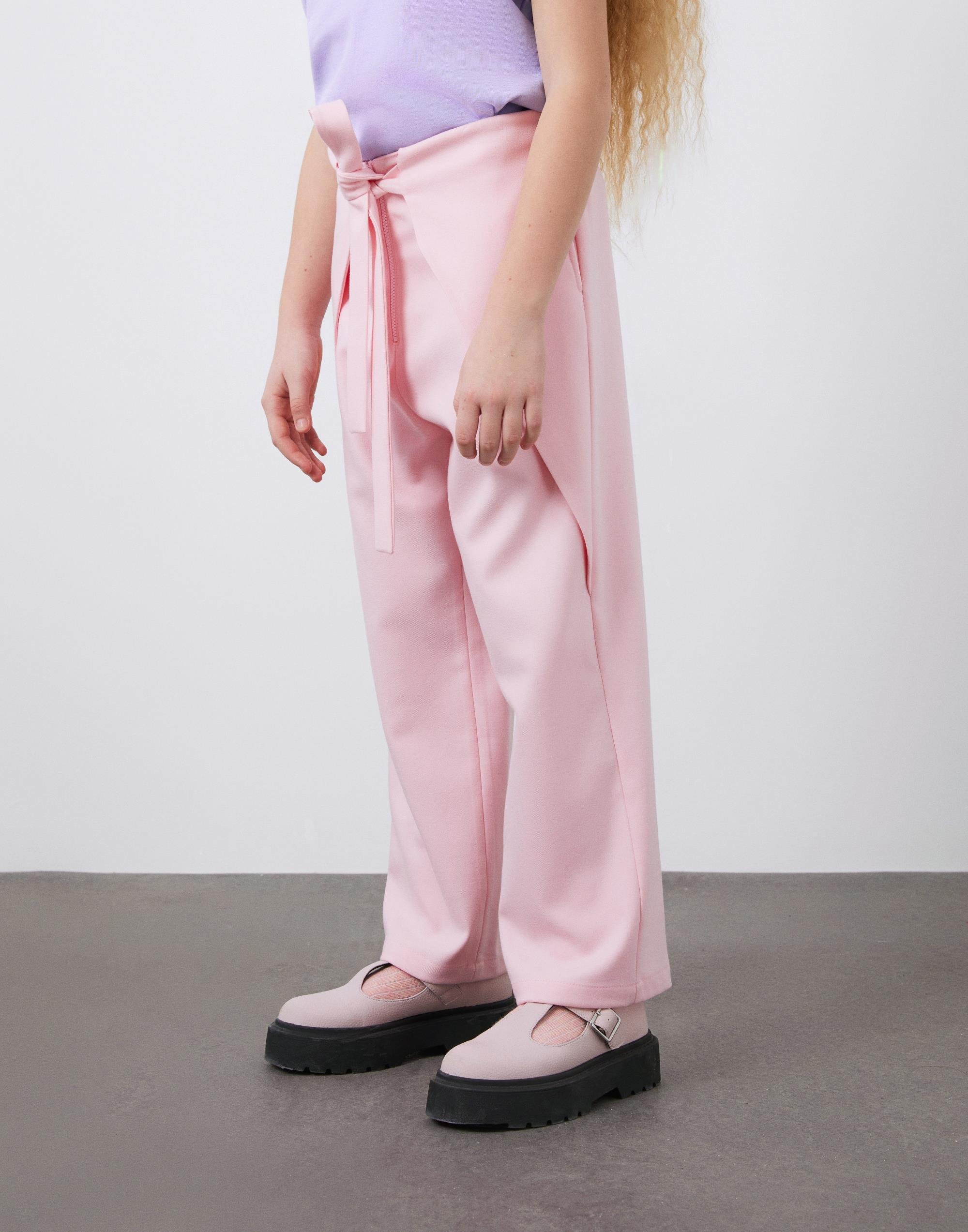 Beli Latikli Kuşak Detaylı Mercan Rengi Kız Çocuk Pantolon - junior, designer dresses, bachelorette, party dresses and graduation dresses.